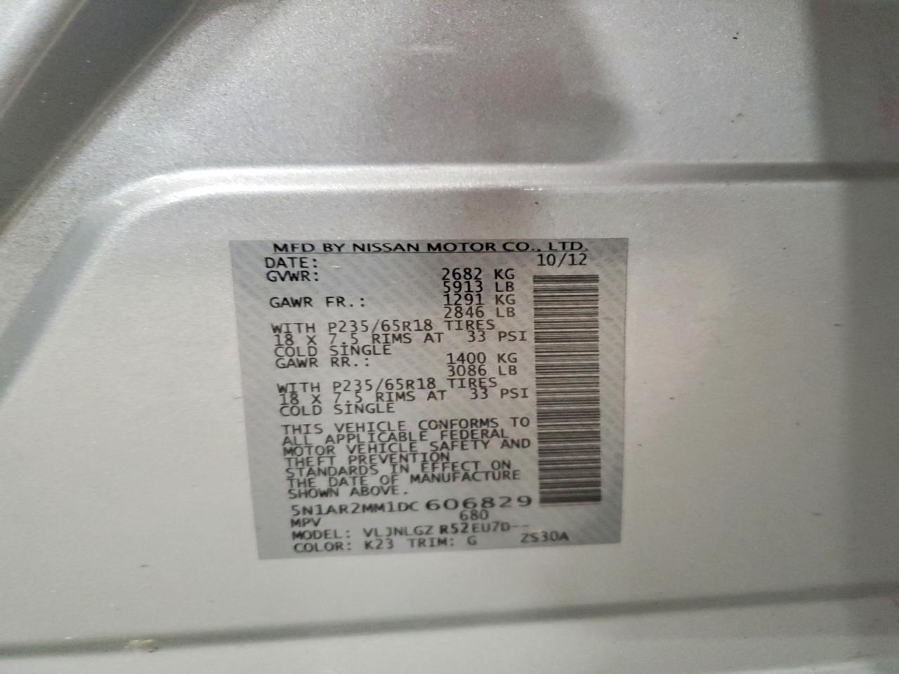 2013 Nissan Pathfinder S Silver vin: 5N1AR2MM1DC606829