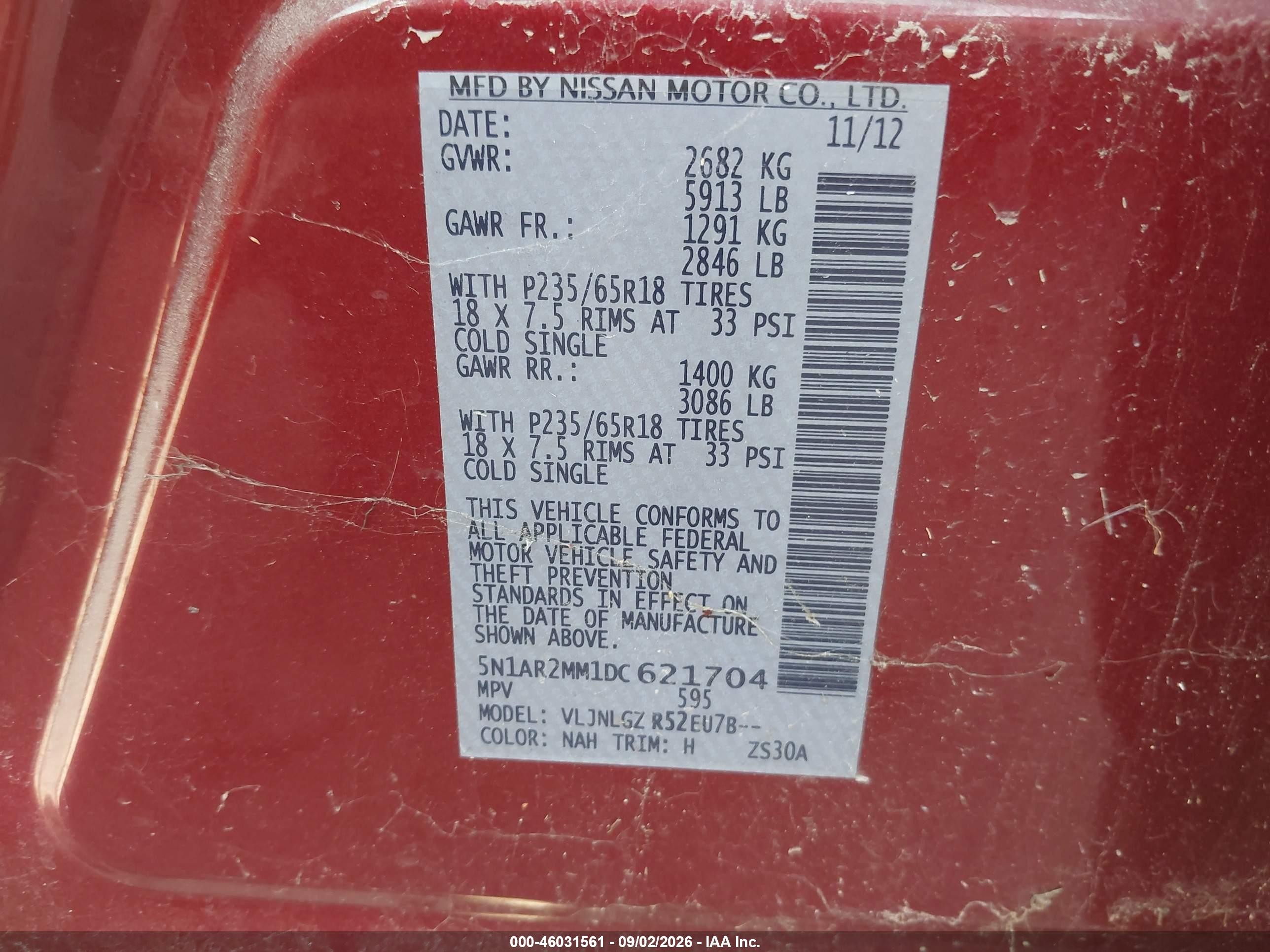 2013 Nissan Pathfinder Sl Red vin: 5N1AR2MM1DC621704