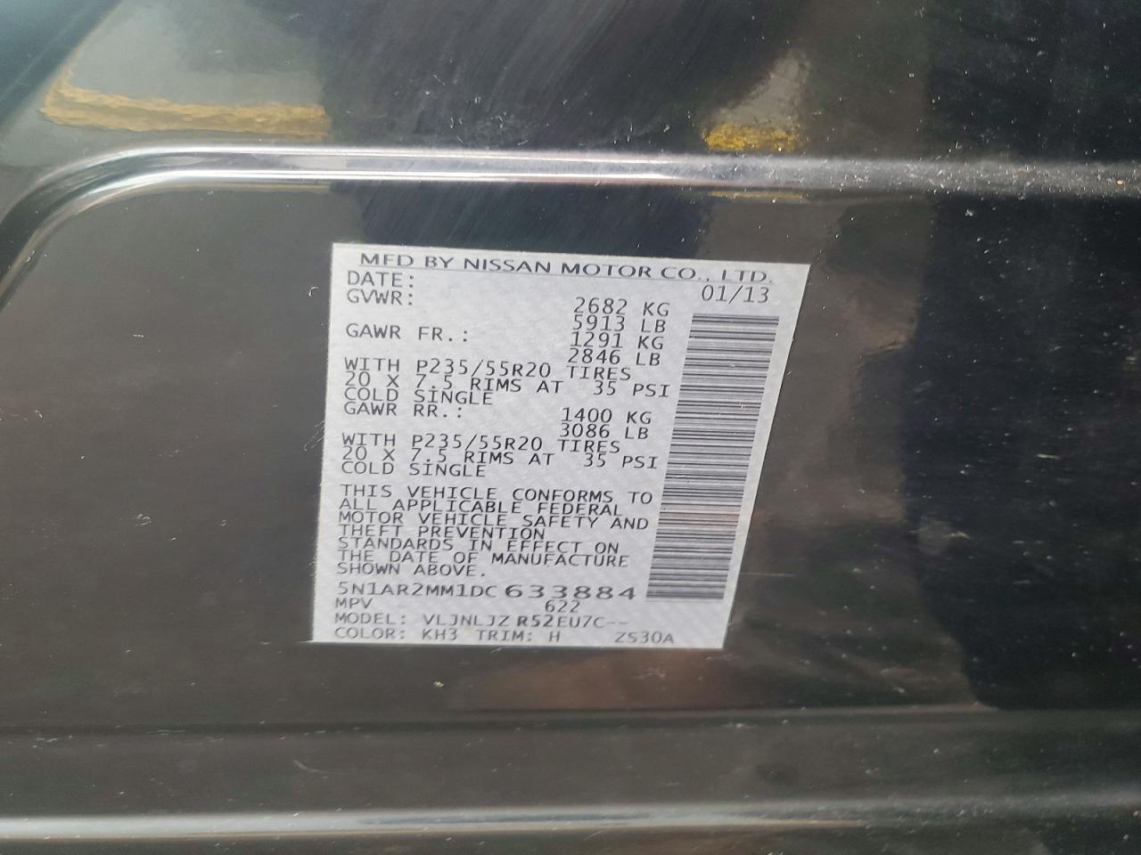 2013 Nissan Pathfinder S Black vin: 5N1AR2MM1DC633884