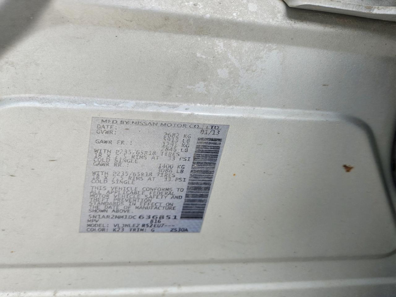 2013 Nissan Pathfinder S Серебряный vin: 5N1AR2MM1DC636851
