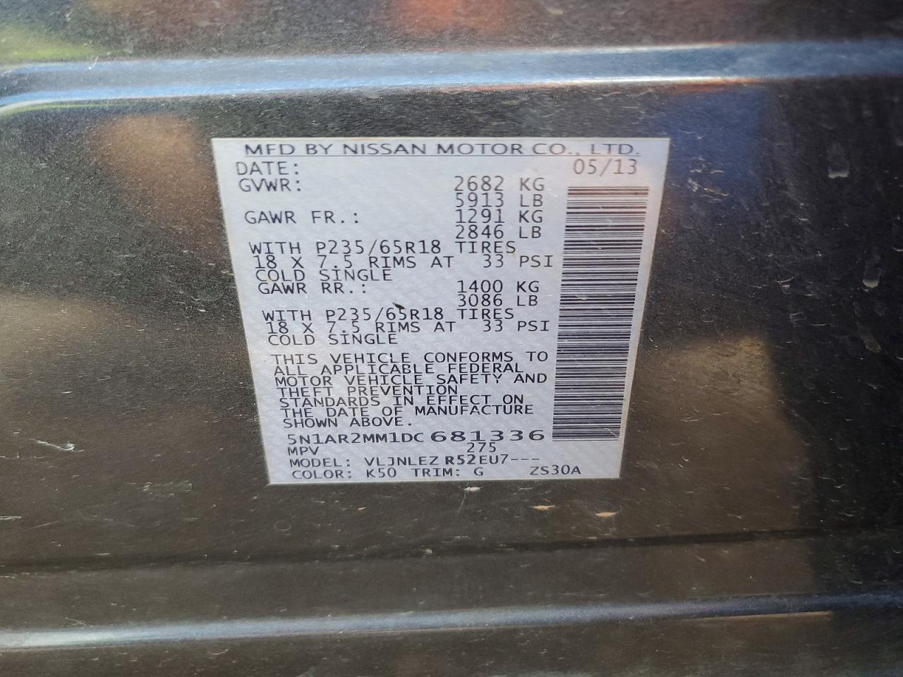 2013 Nissan Pathfinder S Blue vin: 5N1AR2MM1DC681336