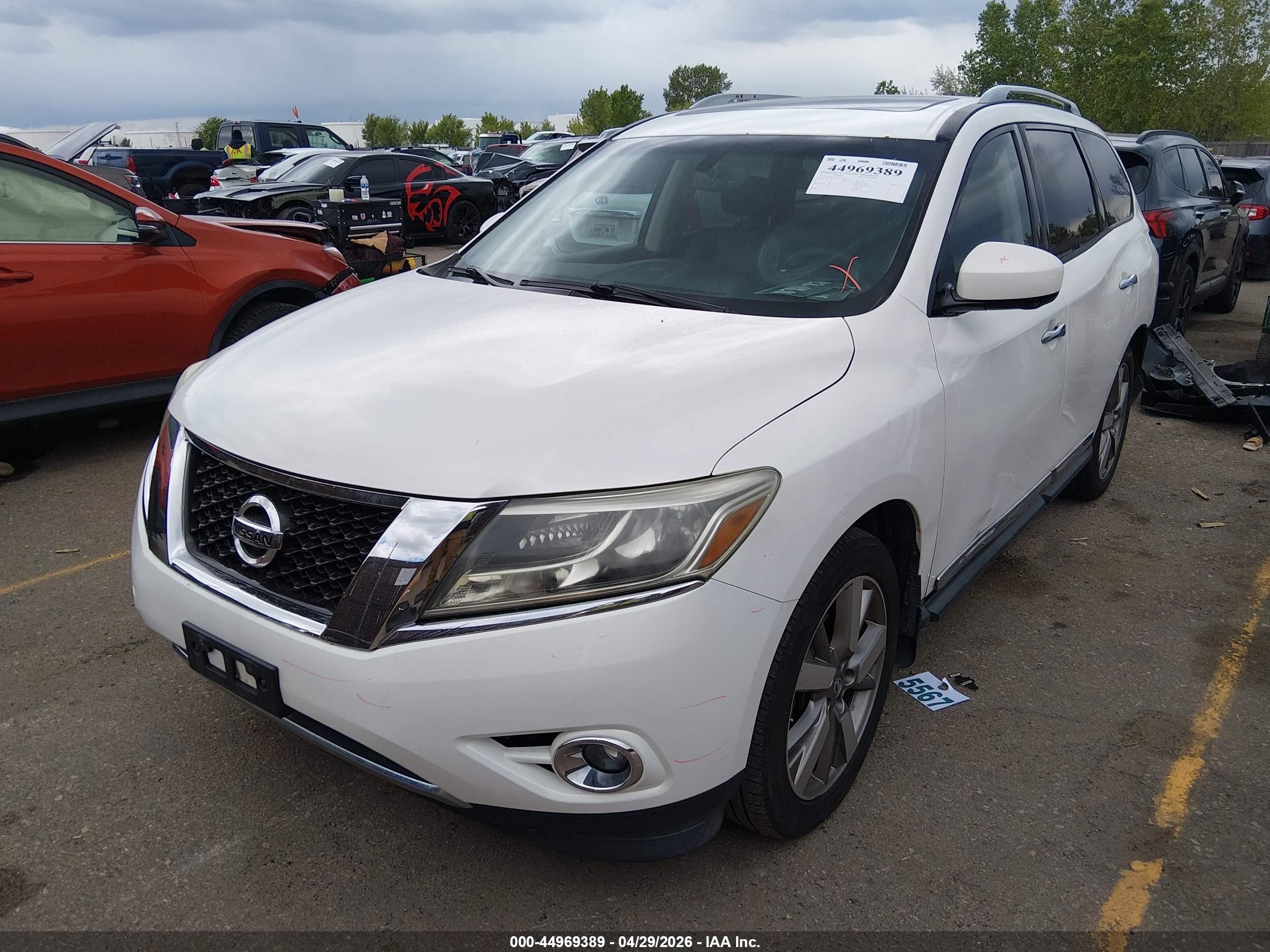 2014 Nissan Pathfinder Platinum White vin: 5N1AR2MM1EC670242