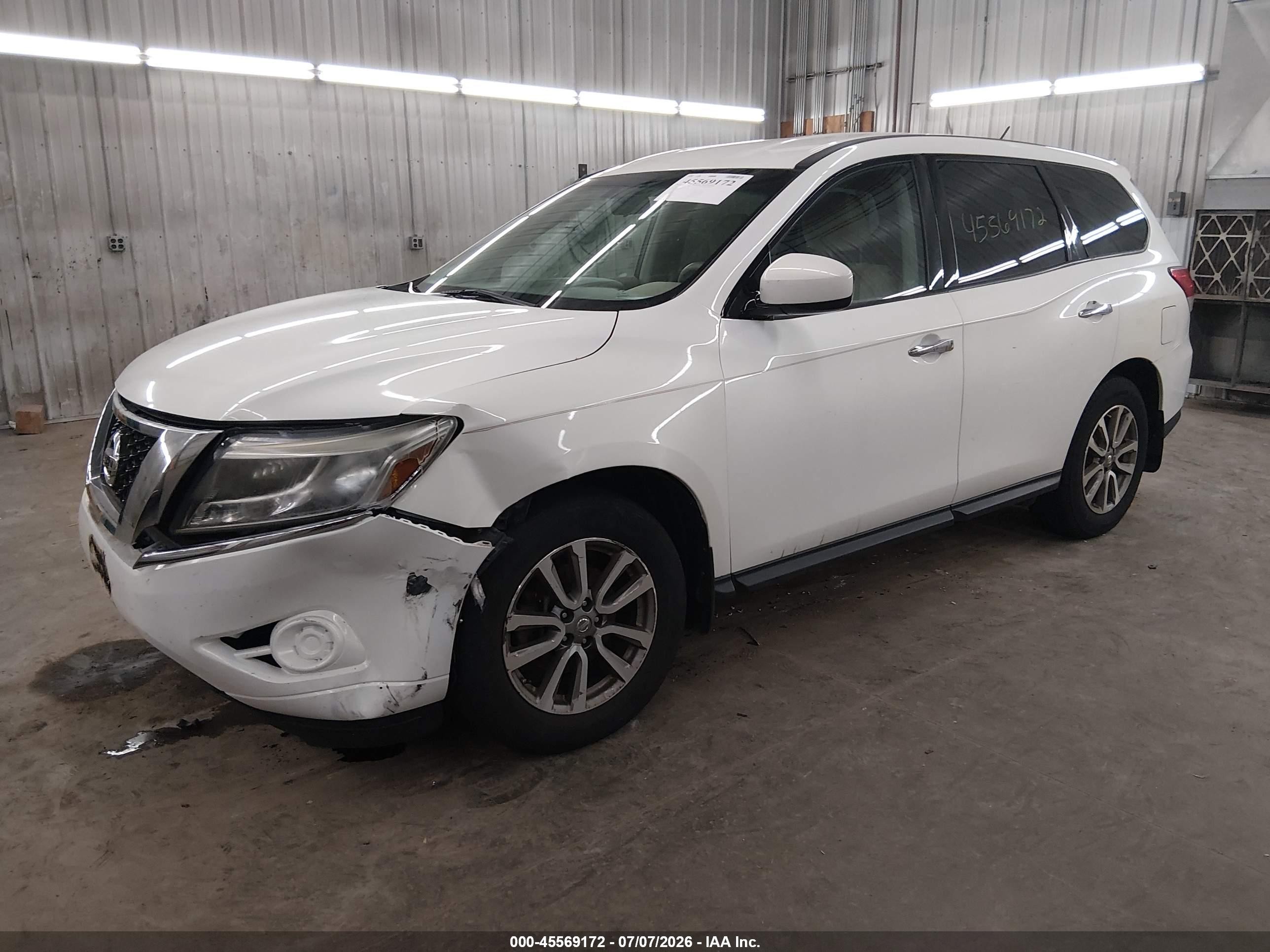 2014 Nissan Pathfinder S White vin: 5N1AR2MM1EC683931