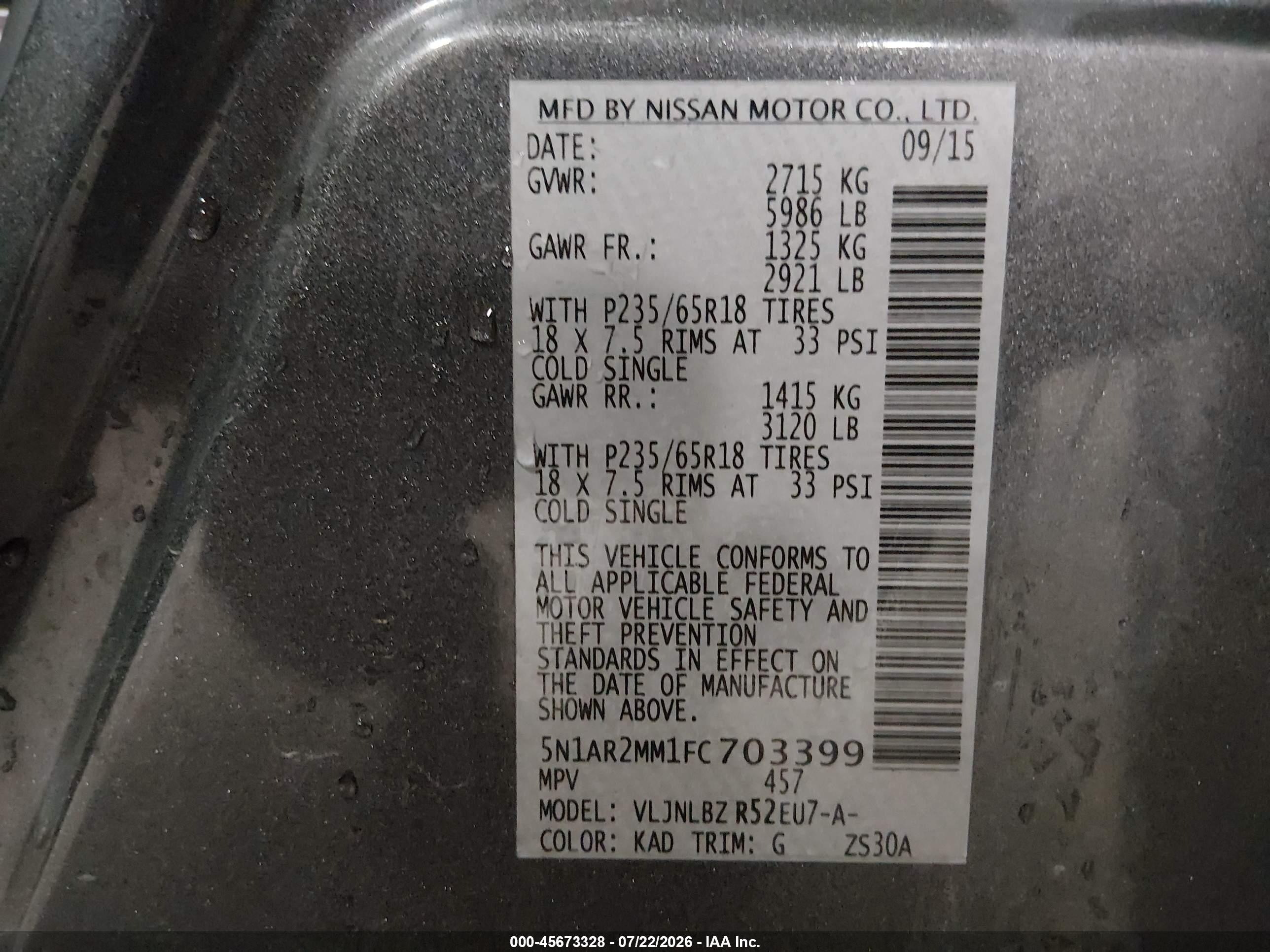 2015 Nissan Pathfinder S Gray vin: 5N1AR2MM1FC703399