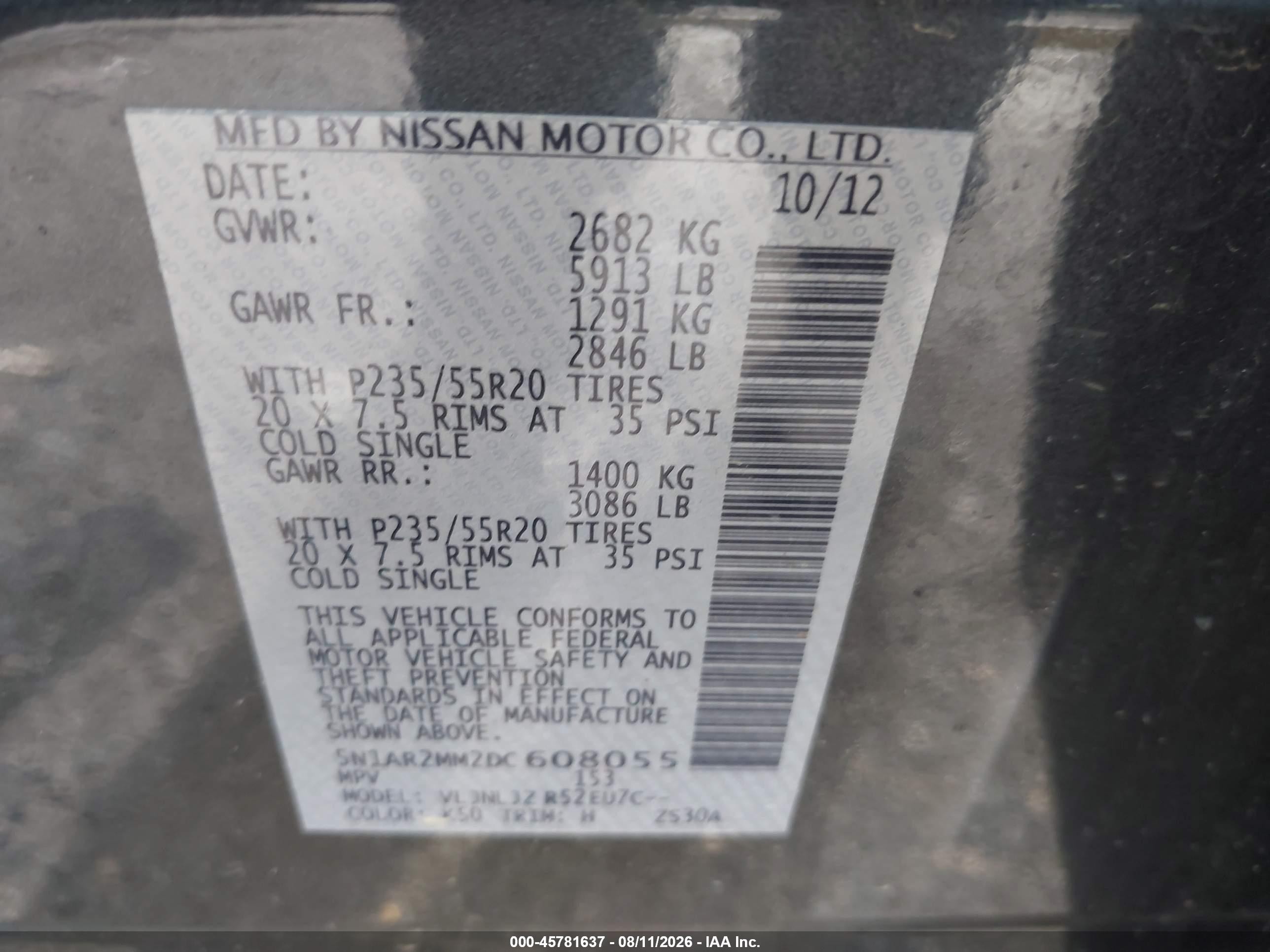2013 Nissan Pathfinder Platinum Gray vin: 5N1AR2MM2DC608055