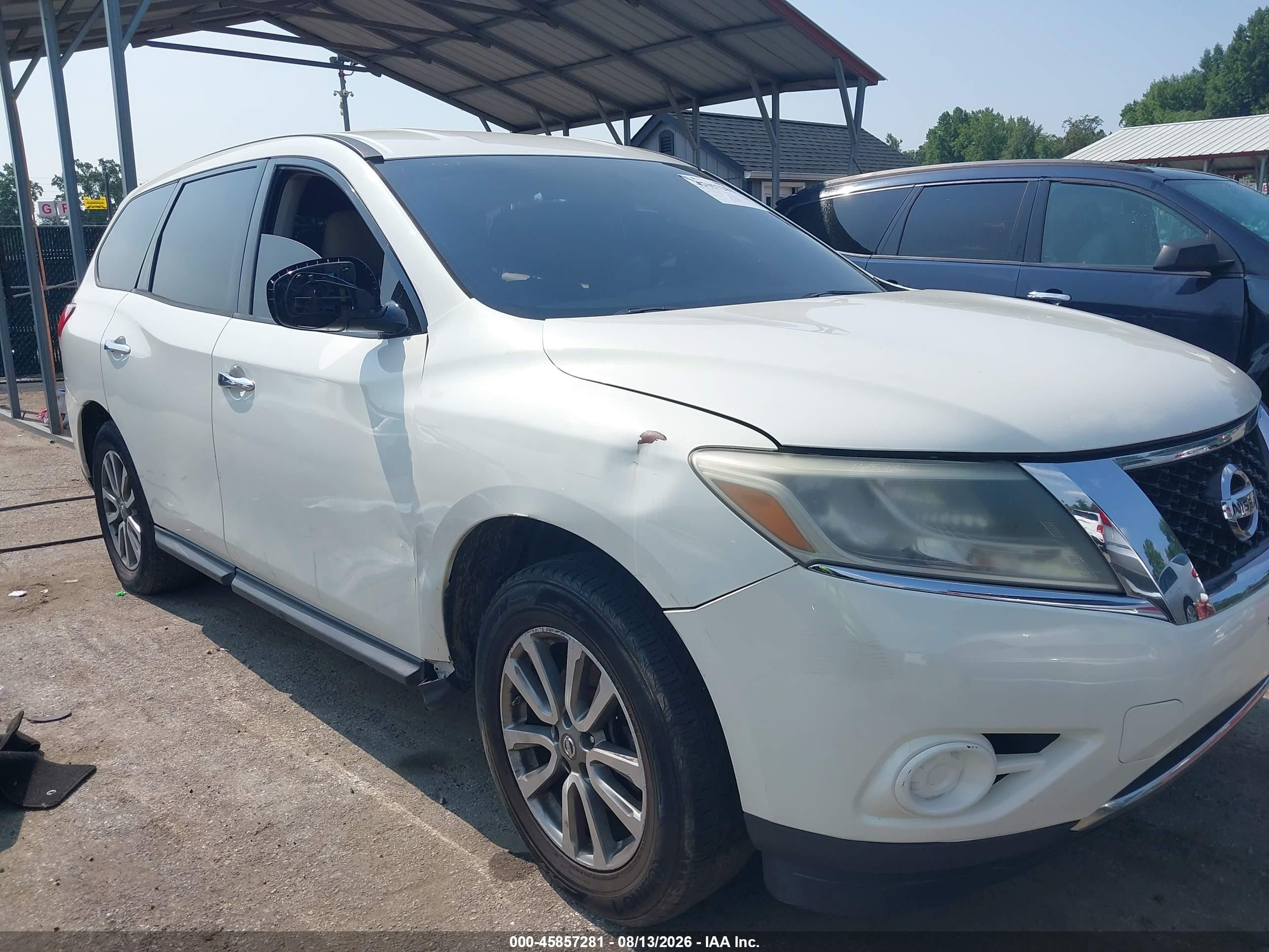 2013 Nissan Pathfinder S White vin: 5N1AR2MM2DC618407