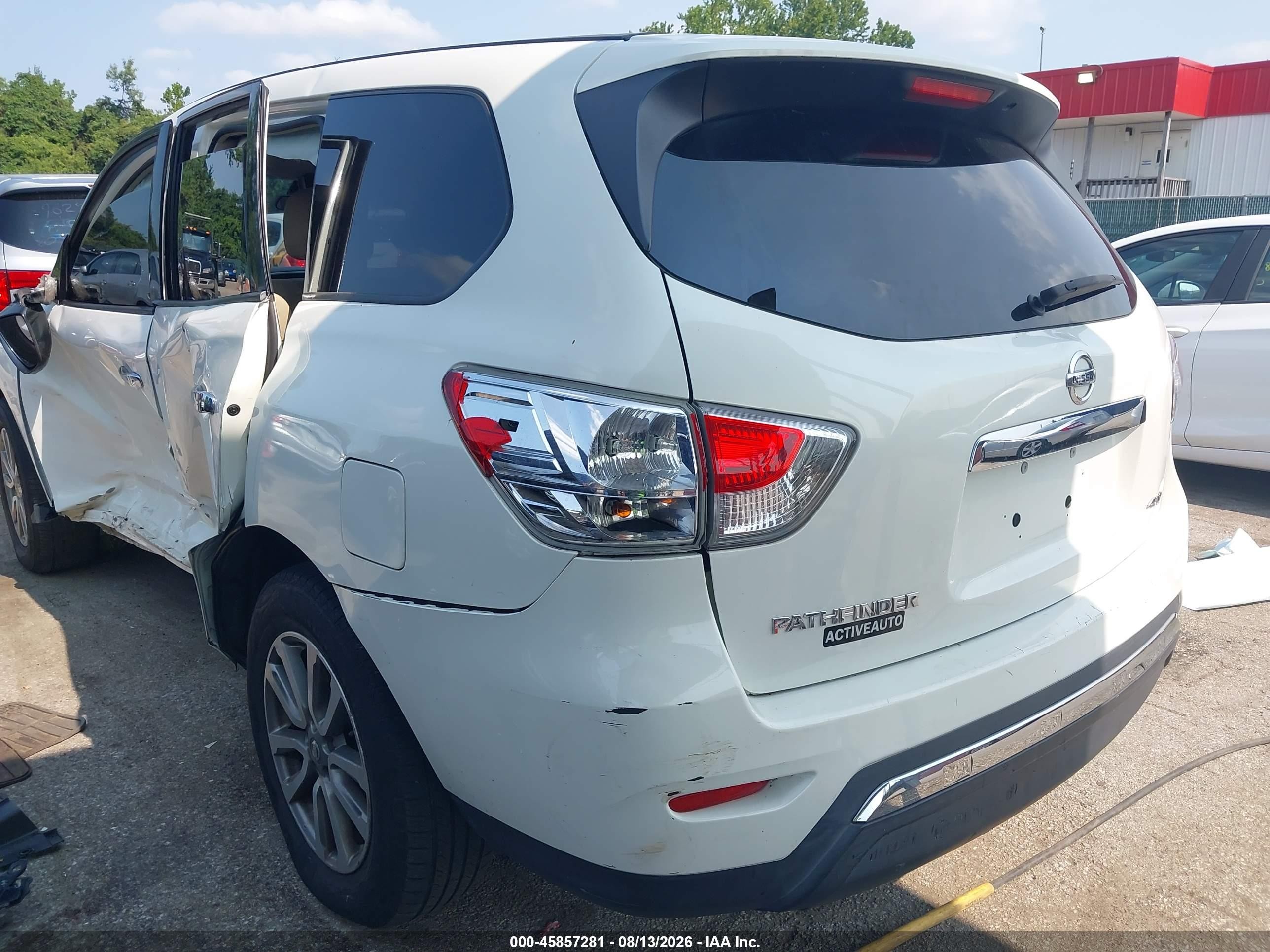 2013 Nissan Pathfinder S White vin: 5N1AR2MM2DC618407