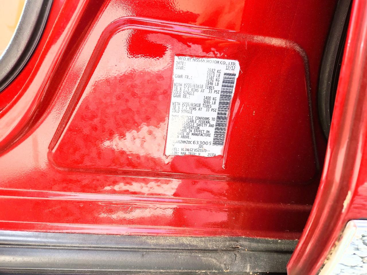 2013 Nissan Pathfinder S Red vin: 5N1AR2MM2DC633005
