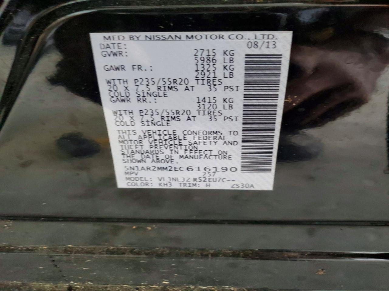 2014 Nissan Pathfinder S Black vin: 5N1AR2MM2EC616190