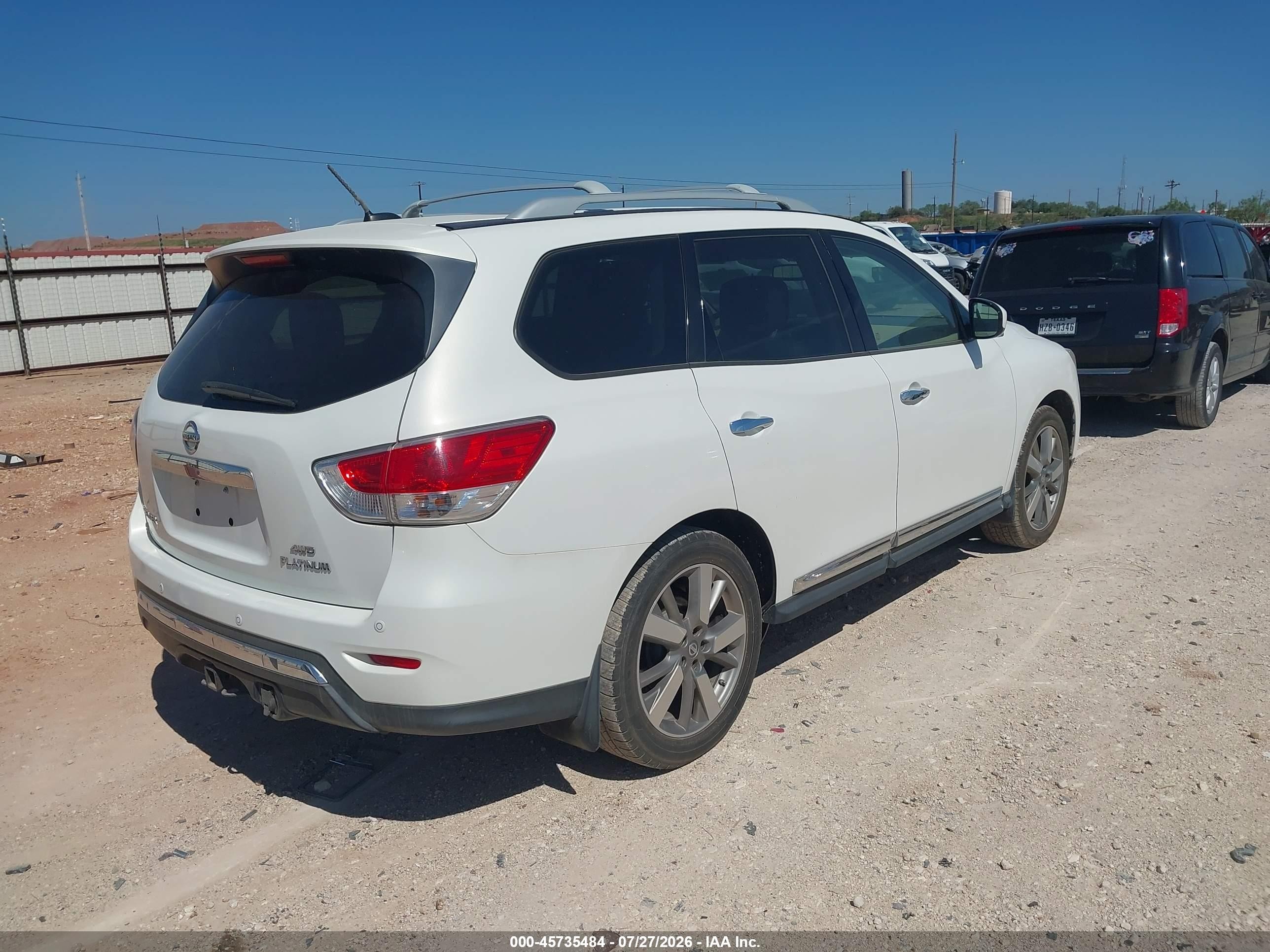 2014 Nissan Pathfinder Platinum White vin: 5N1AR2MM2EC669973