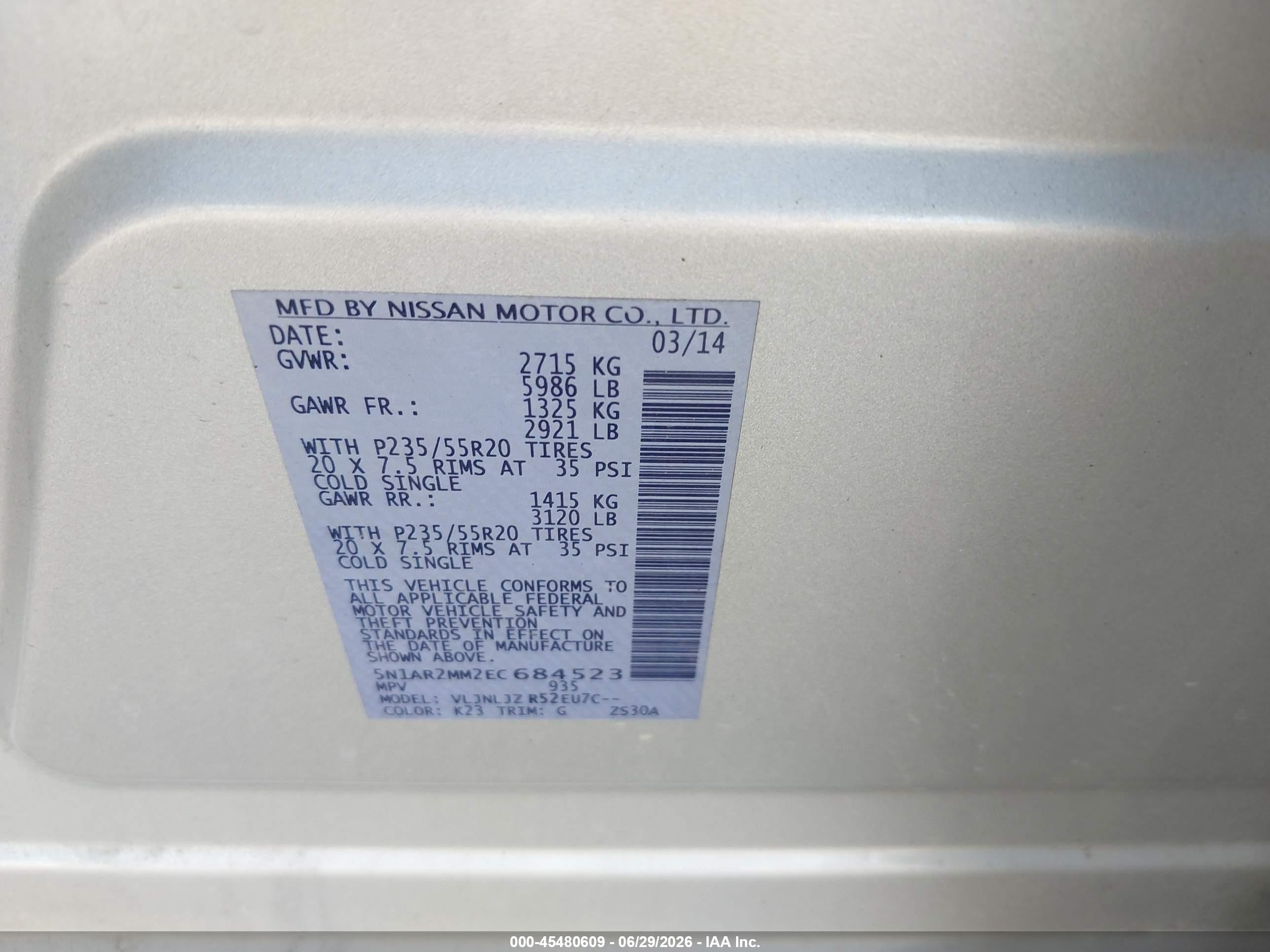 2014 Nissan Pathfinder Platinum Silver vin: 5N1AR2MM2EC684523