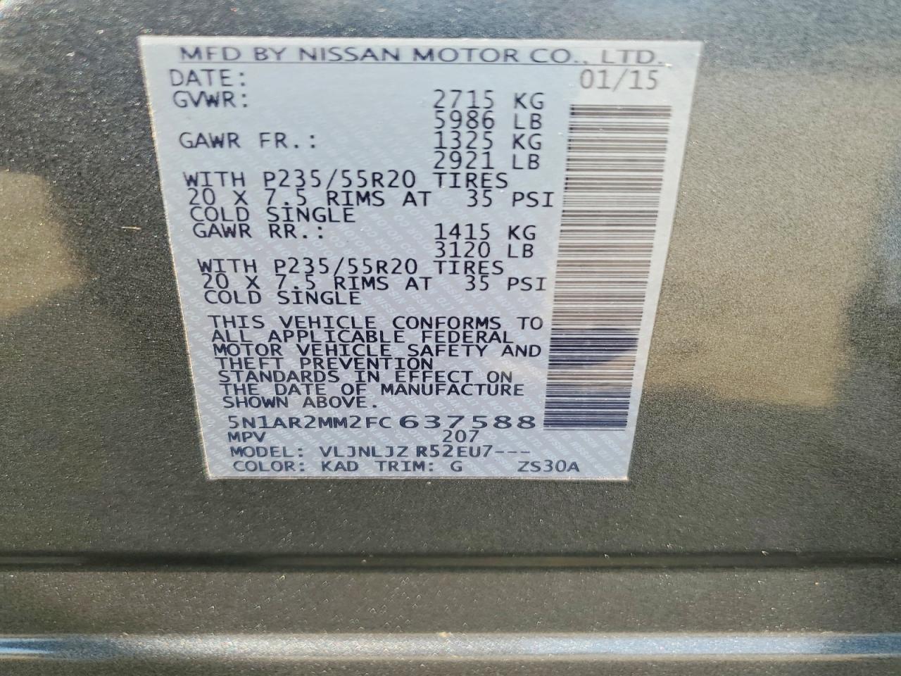 2015 Nissan Pathfinder S Silver vin: 5N1AR2MM2FC637588