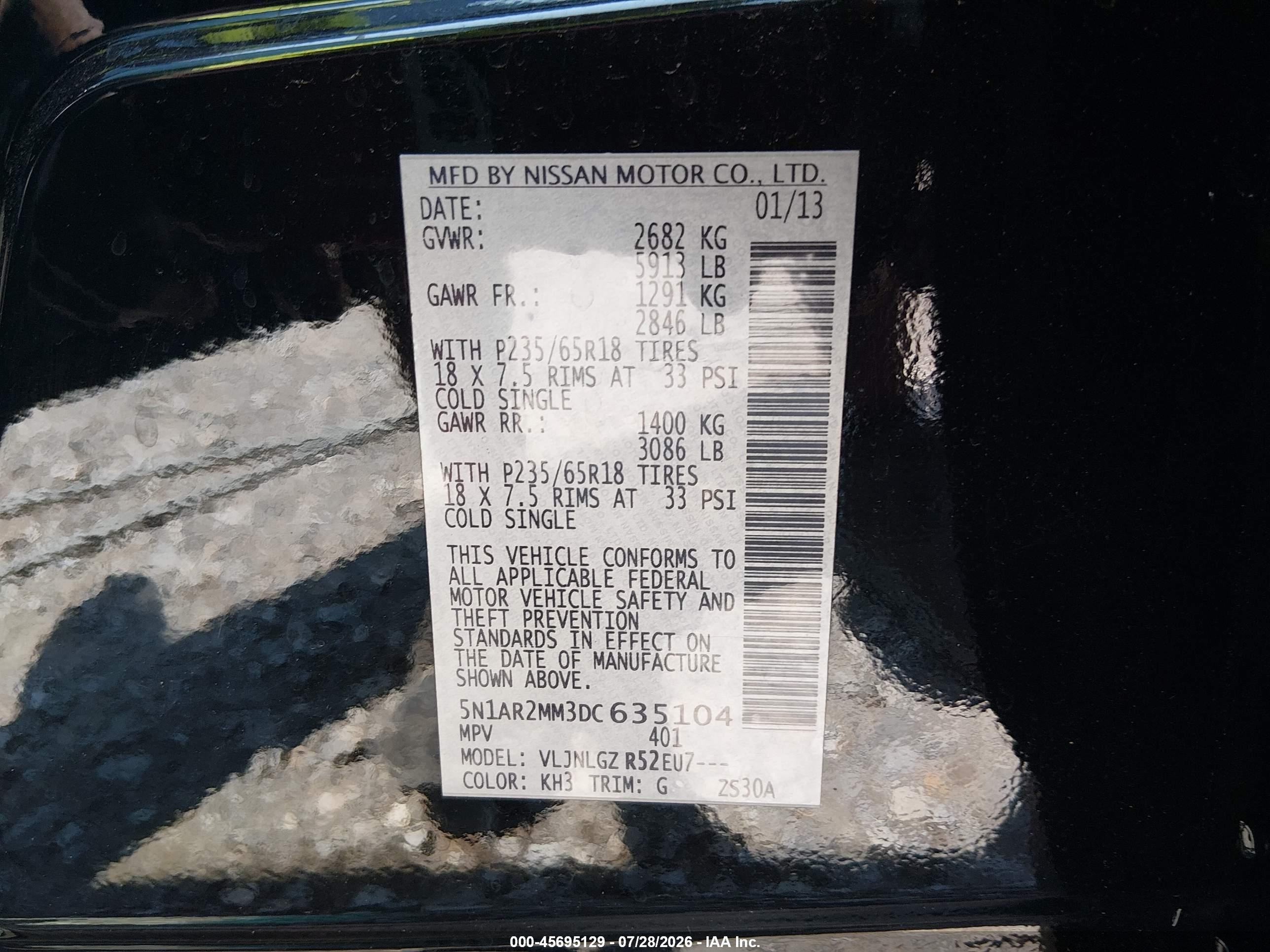 2013 Nissan Pathfinder Sl Black vin: 5N1AR2MM3DC635104