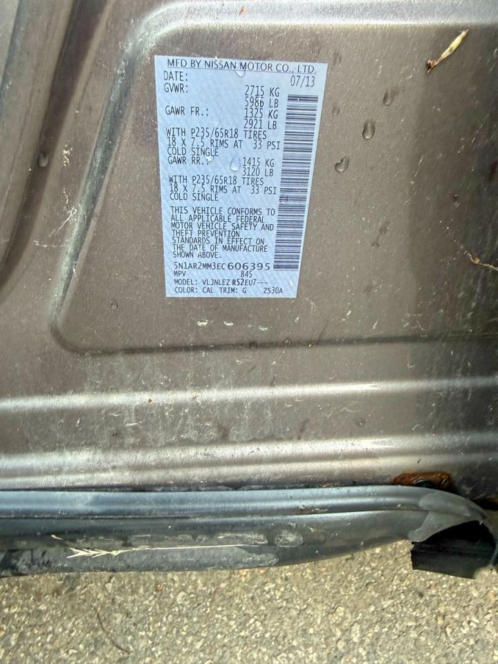 2014 Nissan Pathfinder S Gray vin: 5N1AR2MM3EC606395