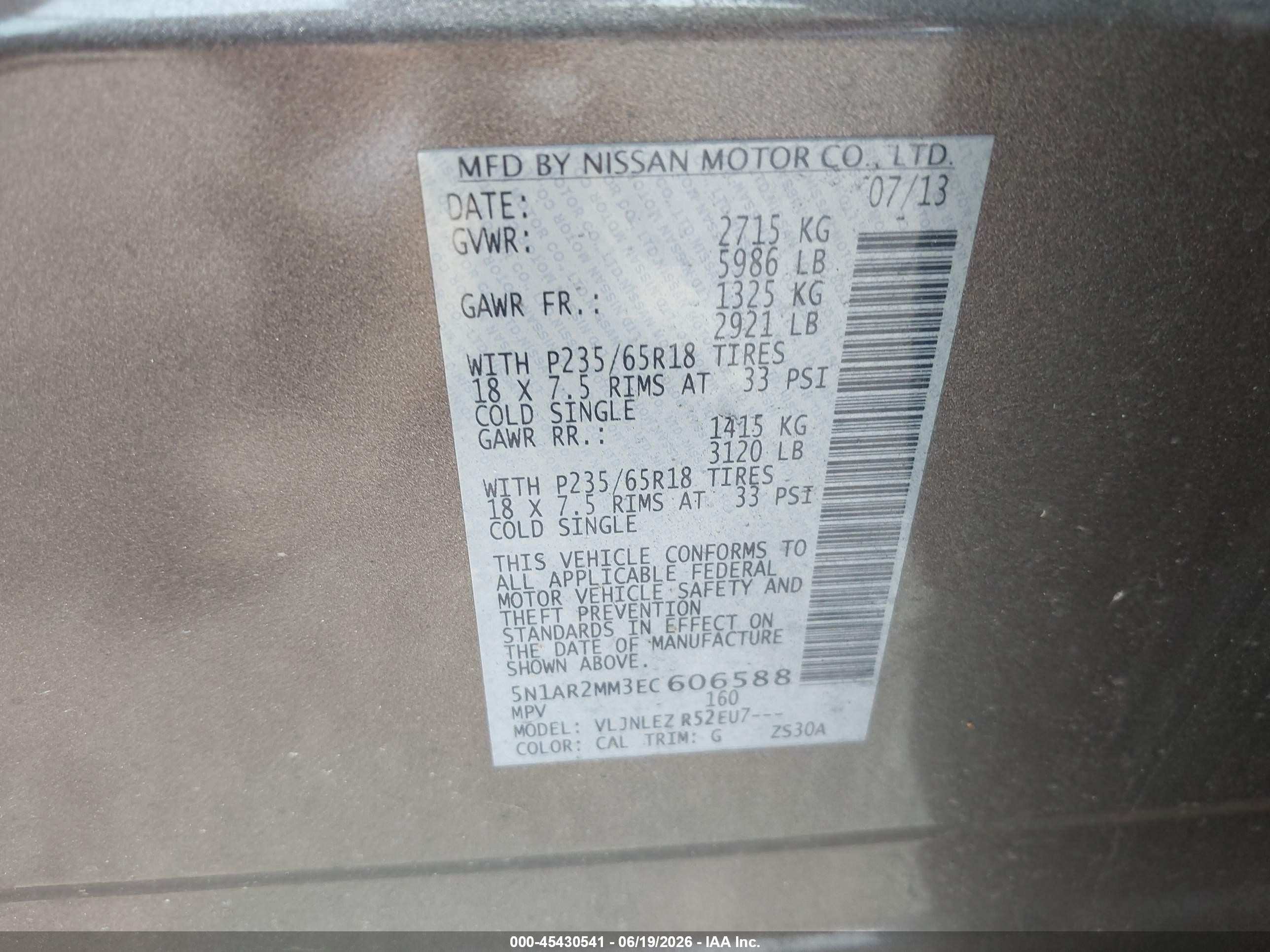 2014 Nissan Pathfinder Sv Gray vin: 5N1AR2MM3EC606588