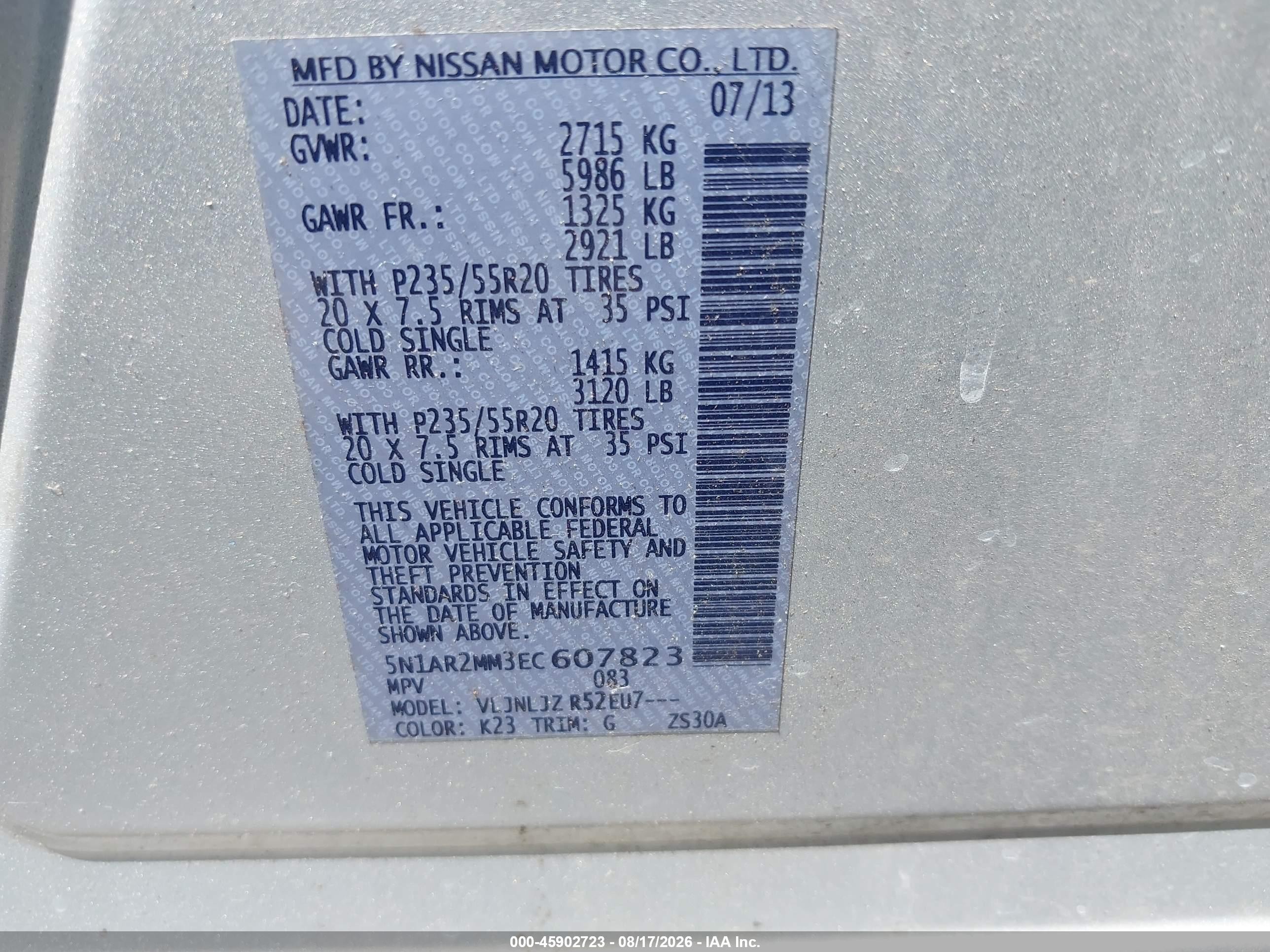 2014 Nissan Pathfinder Platinum Silver vin: 5N1AR2MM3EC607823
