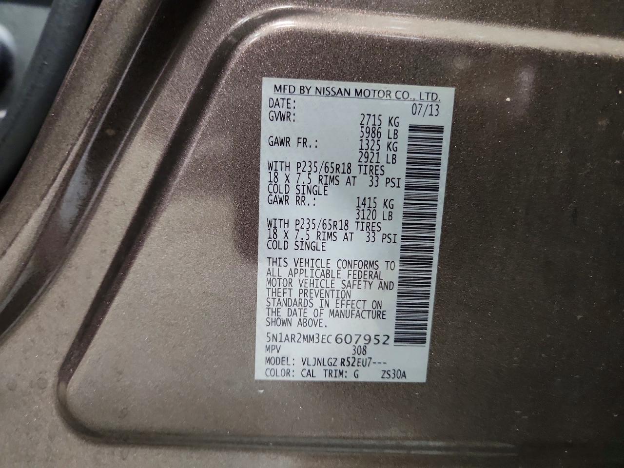 2014 Nissan Pathfinder S Gray vin: 5N1AR2MM3EC607952