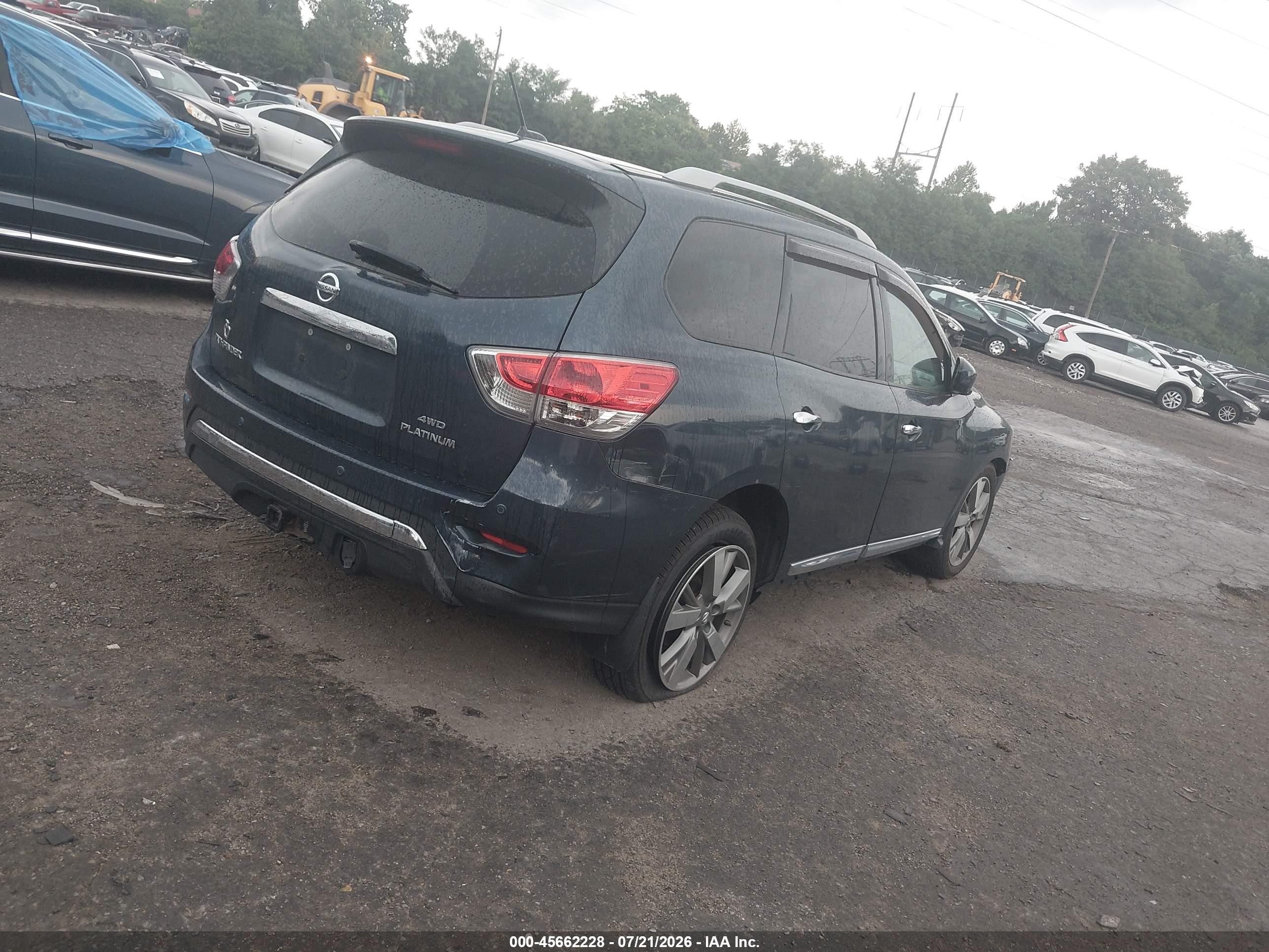 2014 Nissan Pathfinder Platinum Blue vin: 5N1AR2MM3EC611029