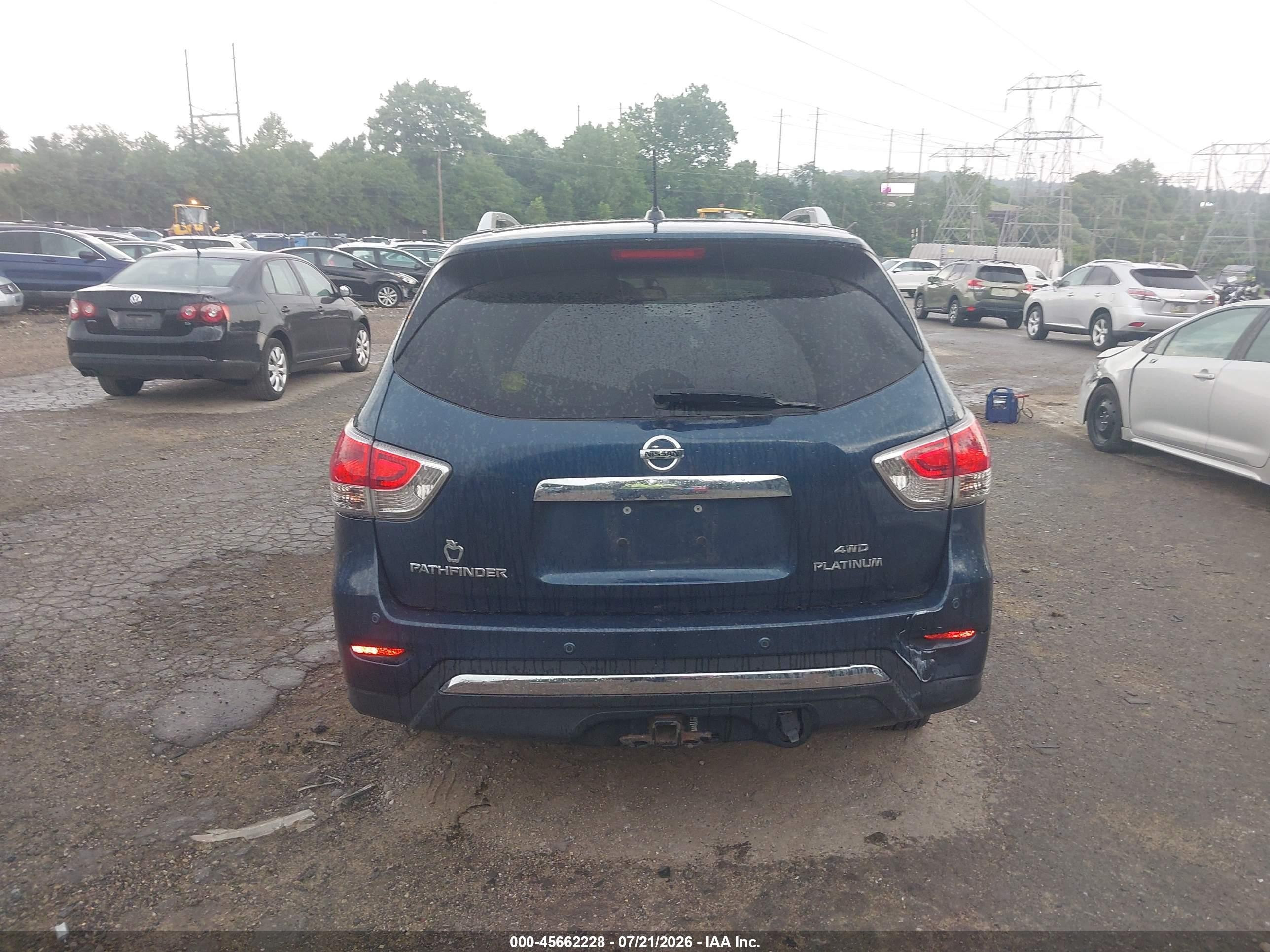 2014 Nissan Pathfinder Platinum Blue vin: 5N1AR2MM3EC611029