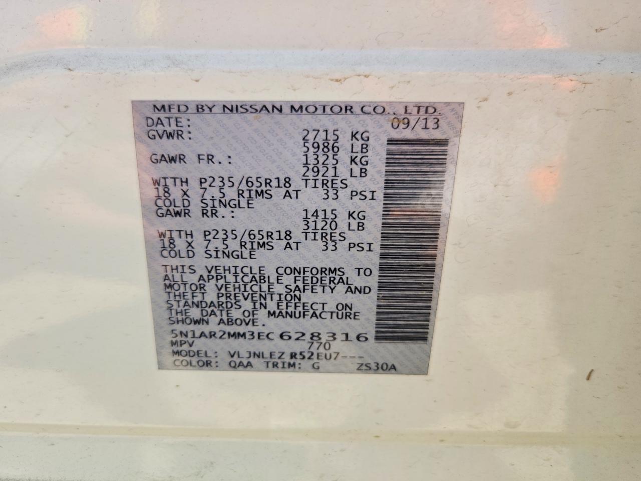 2014 Nissan Pathfinder Sv White vin: 5N1AR2MM3EC628316