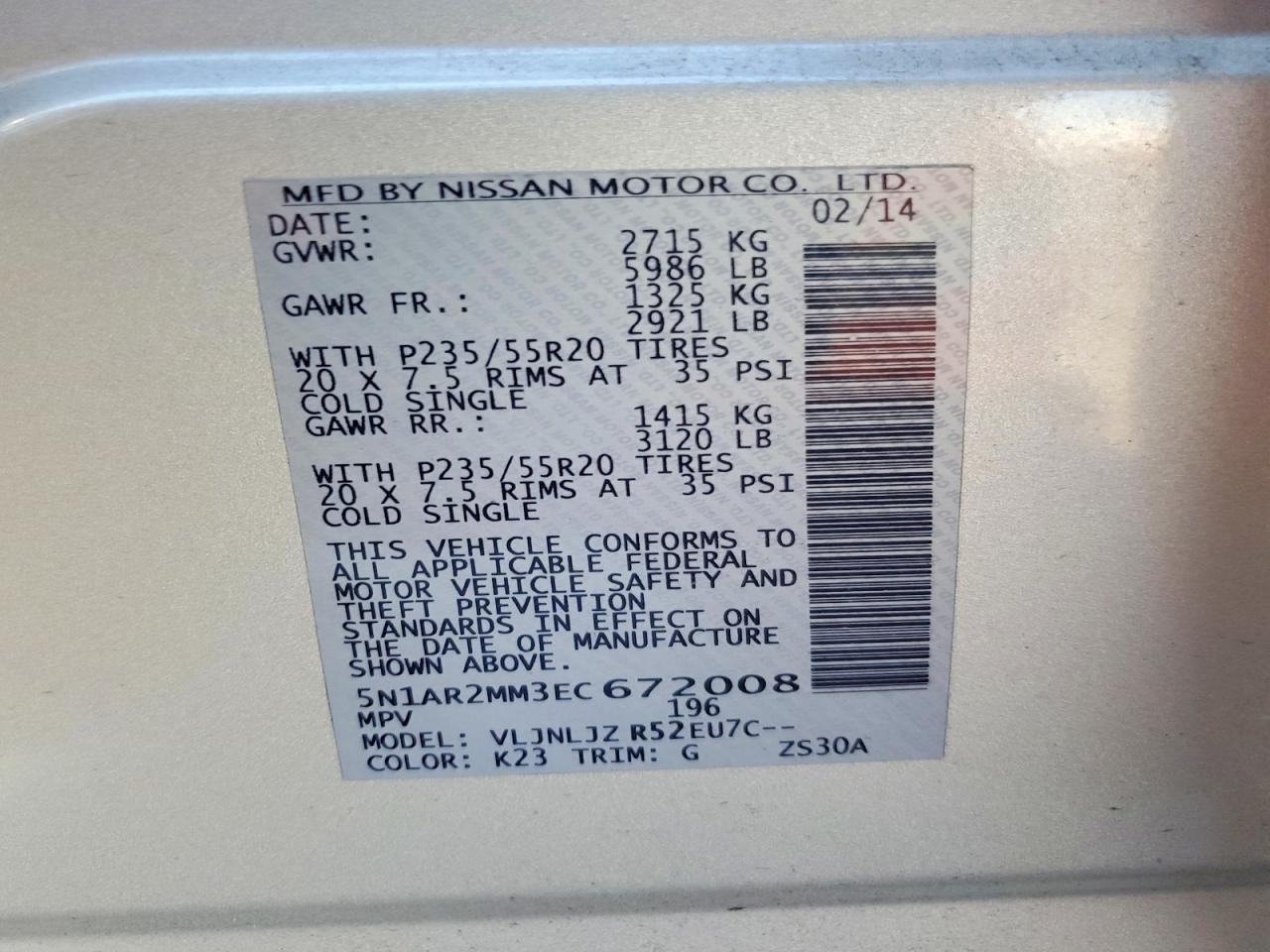 2014 Nissan Pathfinder S Silver vin: 5N1AR2MM3EC672008