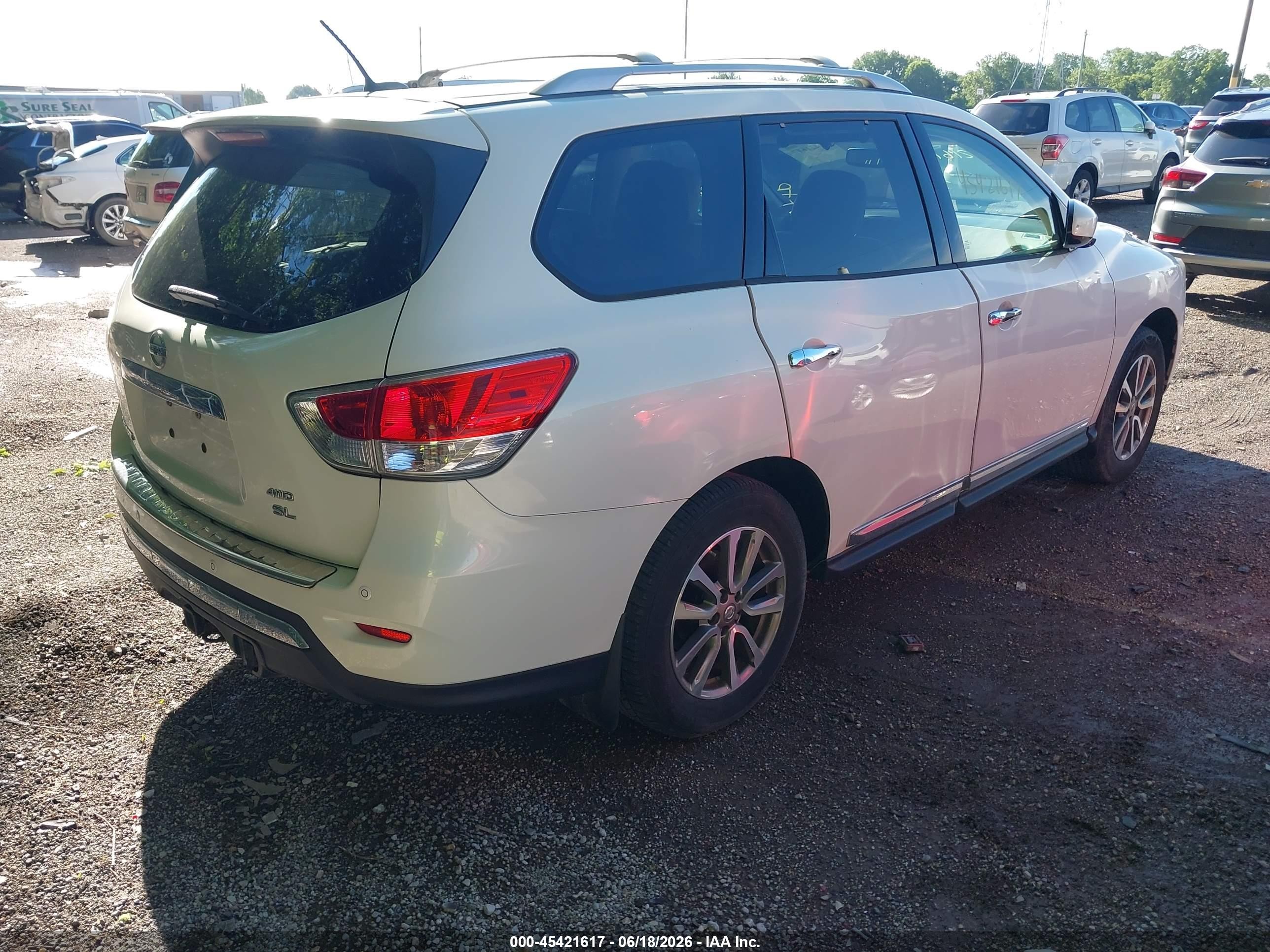 2014 Nissan Pathfinder Sl White vin: 5N1AR2MM3EC689259