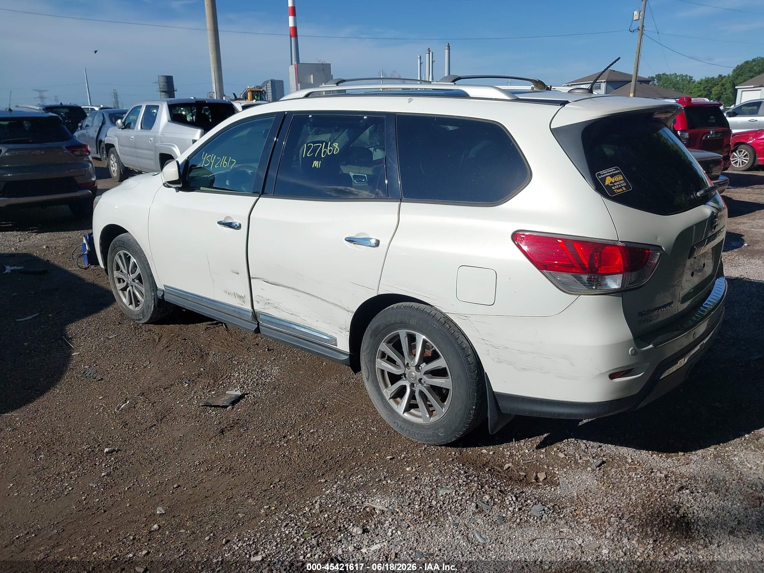 2014 Nissan Pathfinder Sl White vin: 5N1AR2MM3EC689259