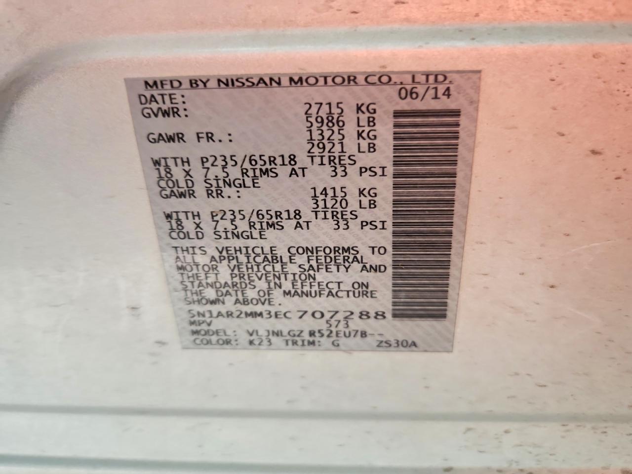 2014 Nissan Pathfinder Sl Silver vin: 5N1AR2MM3EC707288