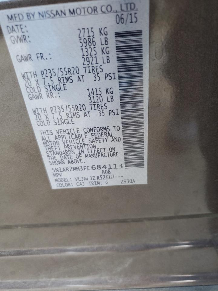 2015 Nissan Pathfinder S Gray vin: 5N1AR2MM3FC684113