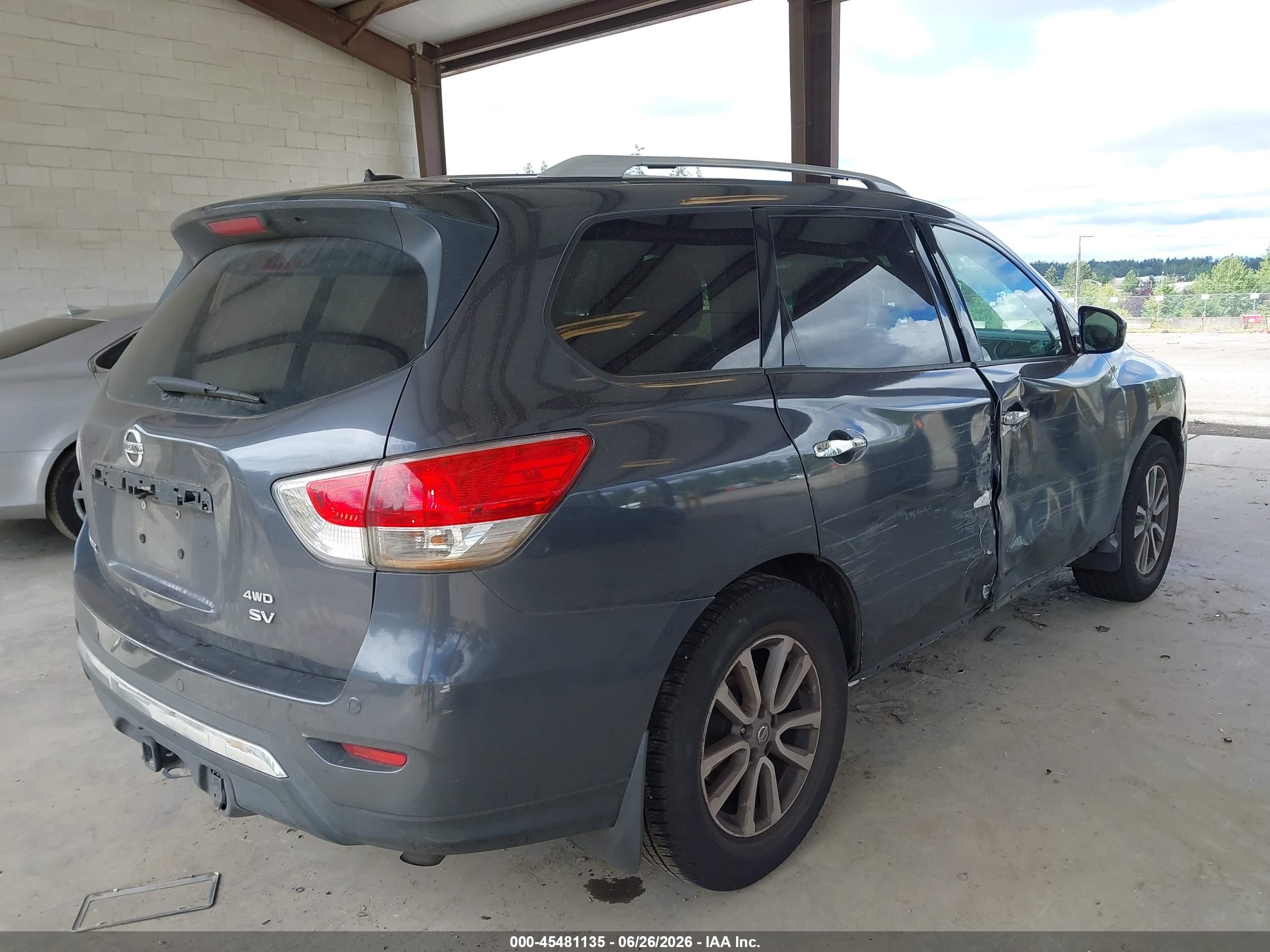 2013 Nissan Pathfinder Sv Gray vin: 5N1AR2MM4DC632812