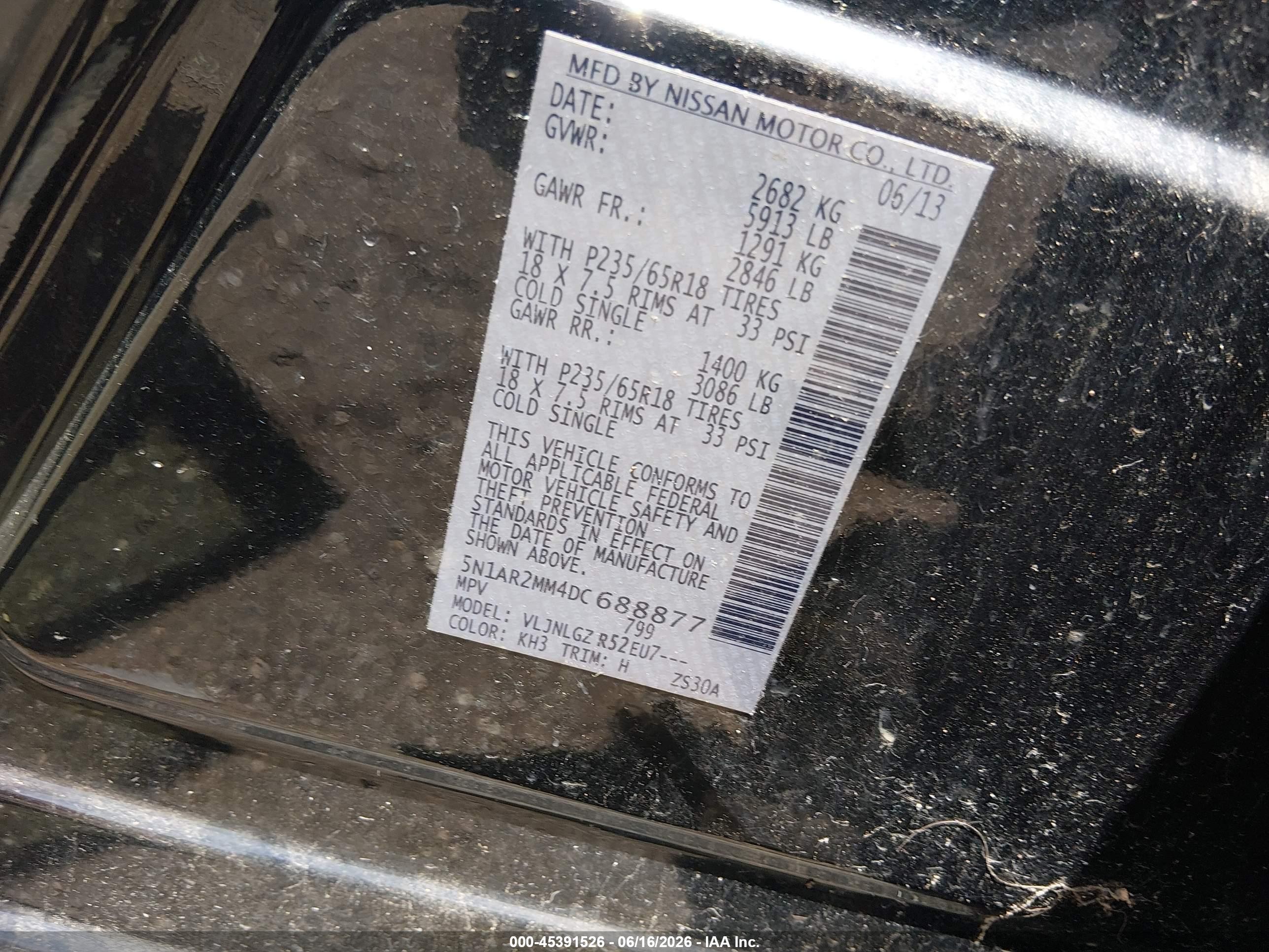 2013 Nissan Pathfinder Sl Black vin: 5N1AR2MM4DC688877