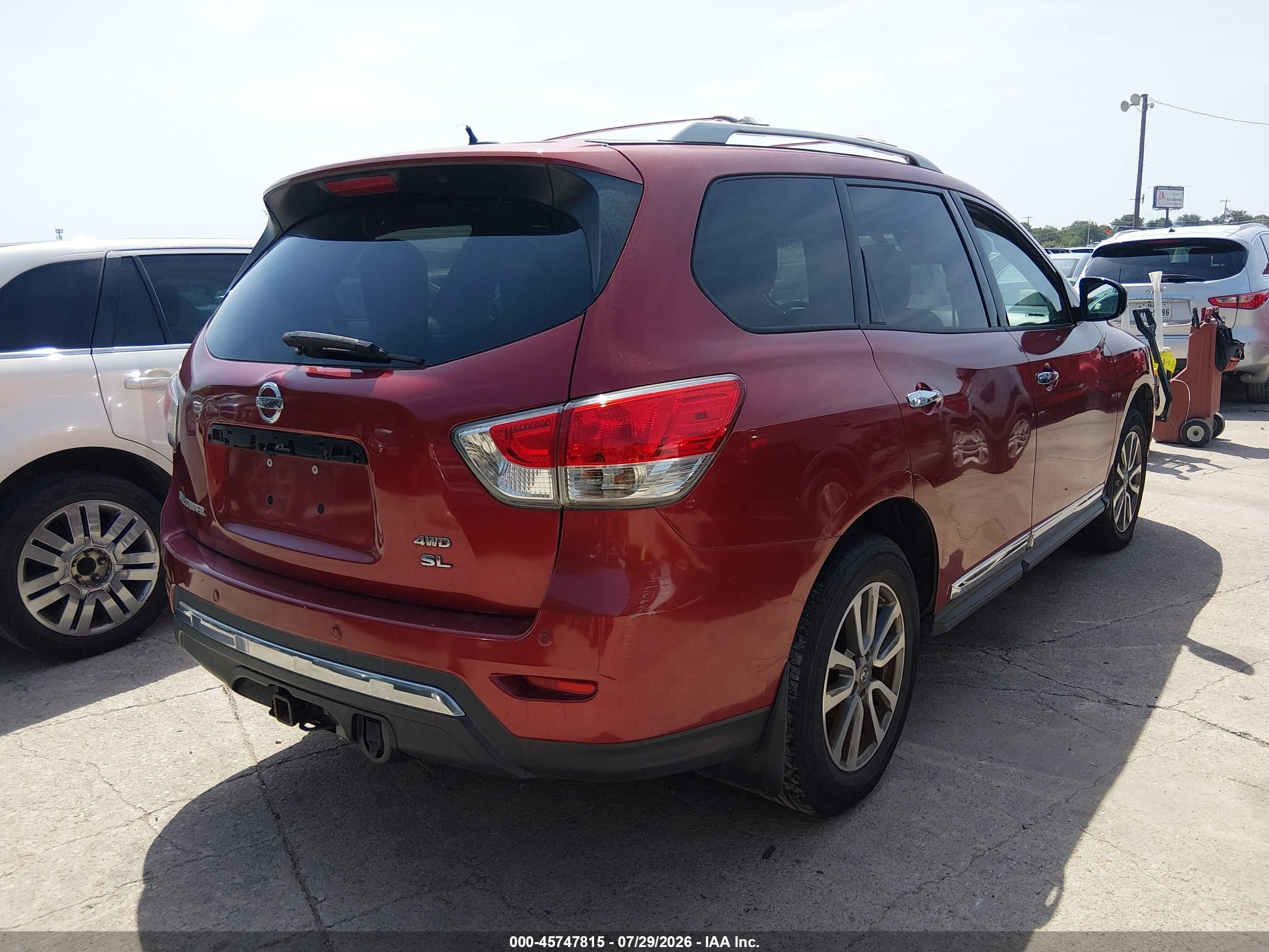 2014 Nissan Pathfinder Sl Red vin: 5N1AR2MM4EC608415