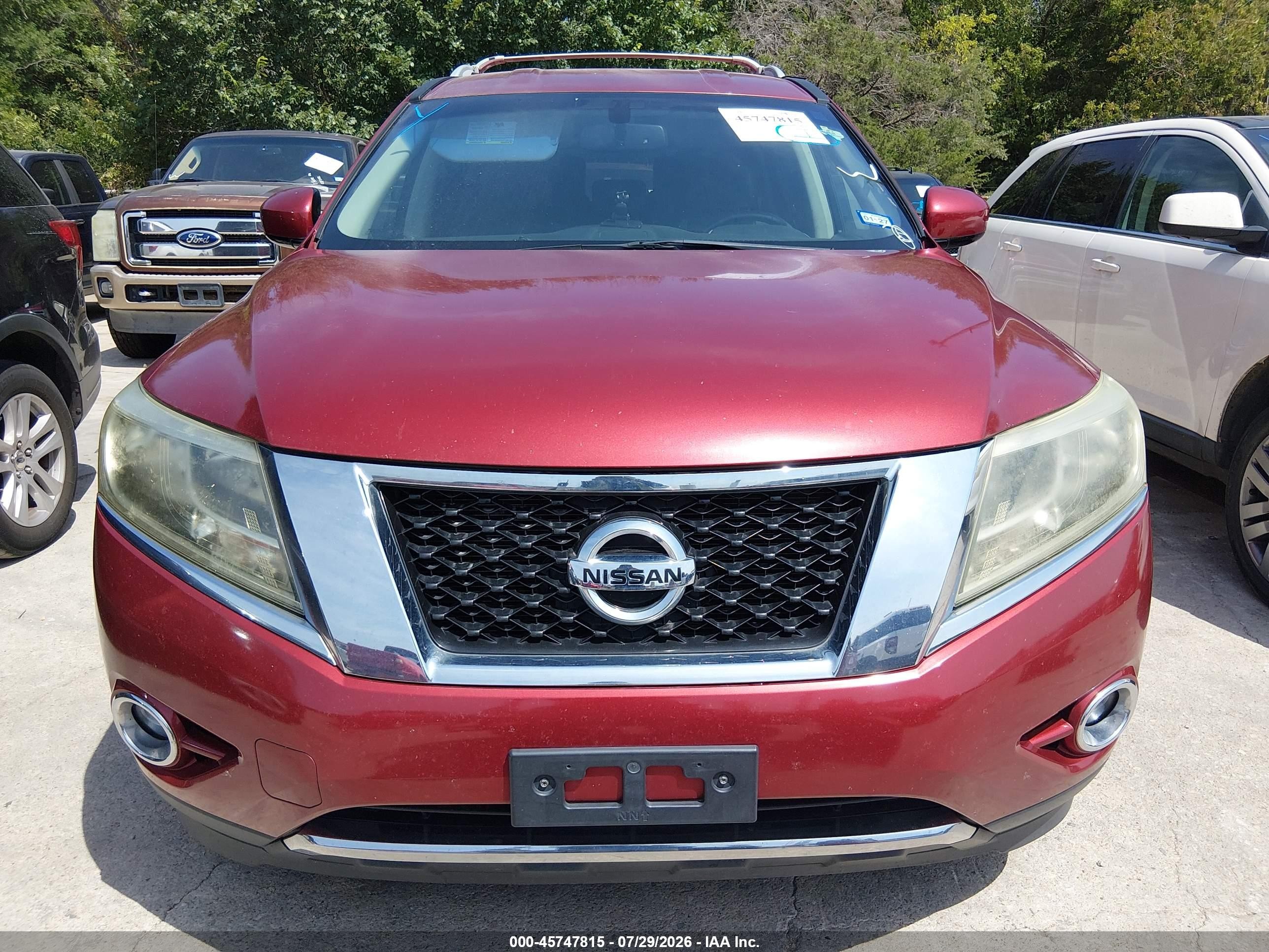 2014 Nissan Pathfinder Sl Red vin: 5N1AR2MM4EC608415