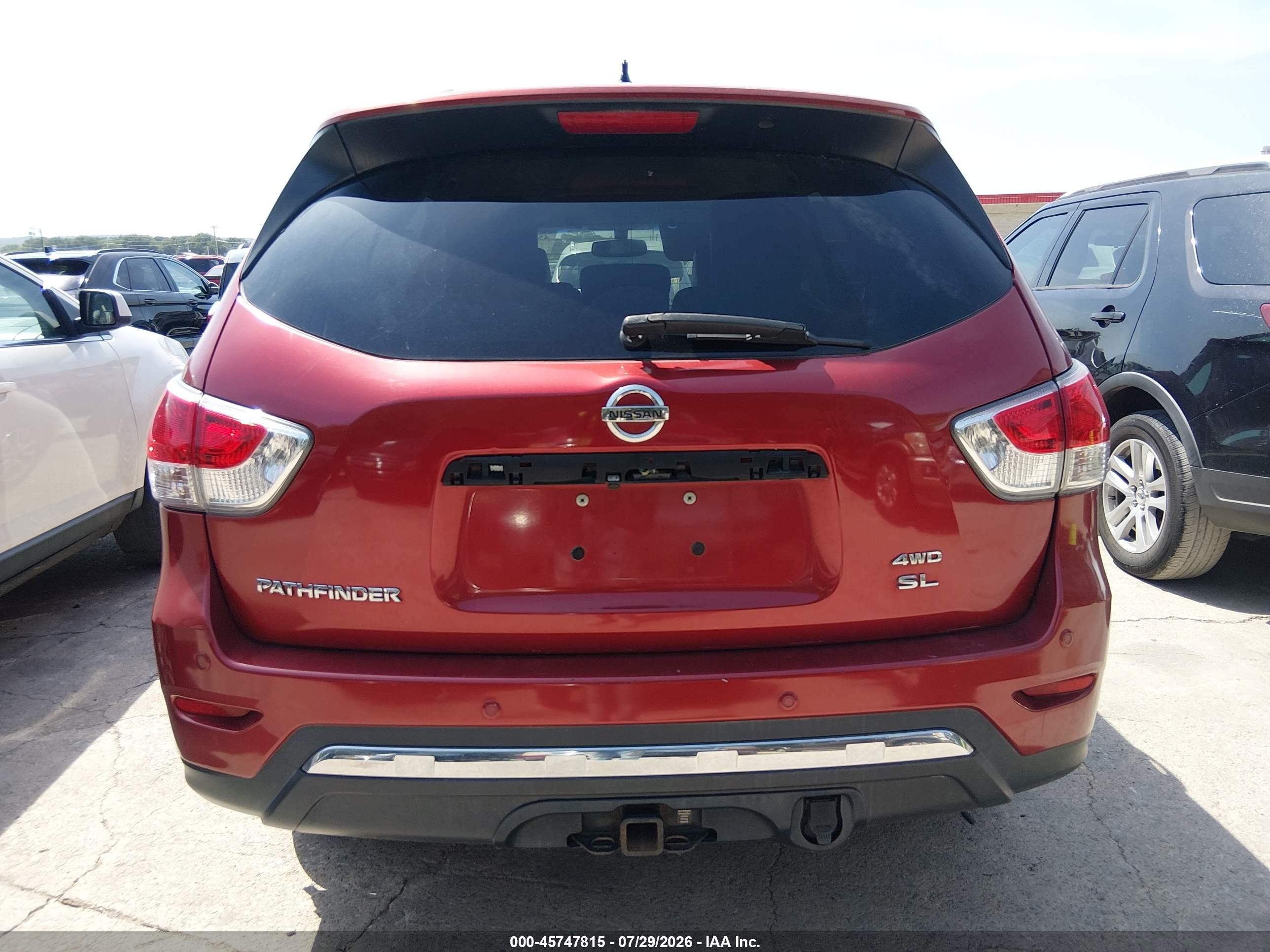 2014 Nissan Pathfinder Sl Red vin: 5N1AR2MM4EC608415
