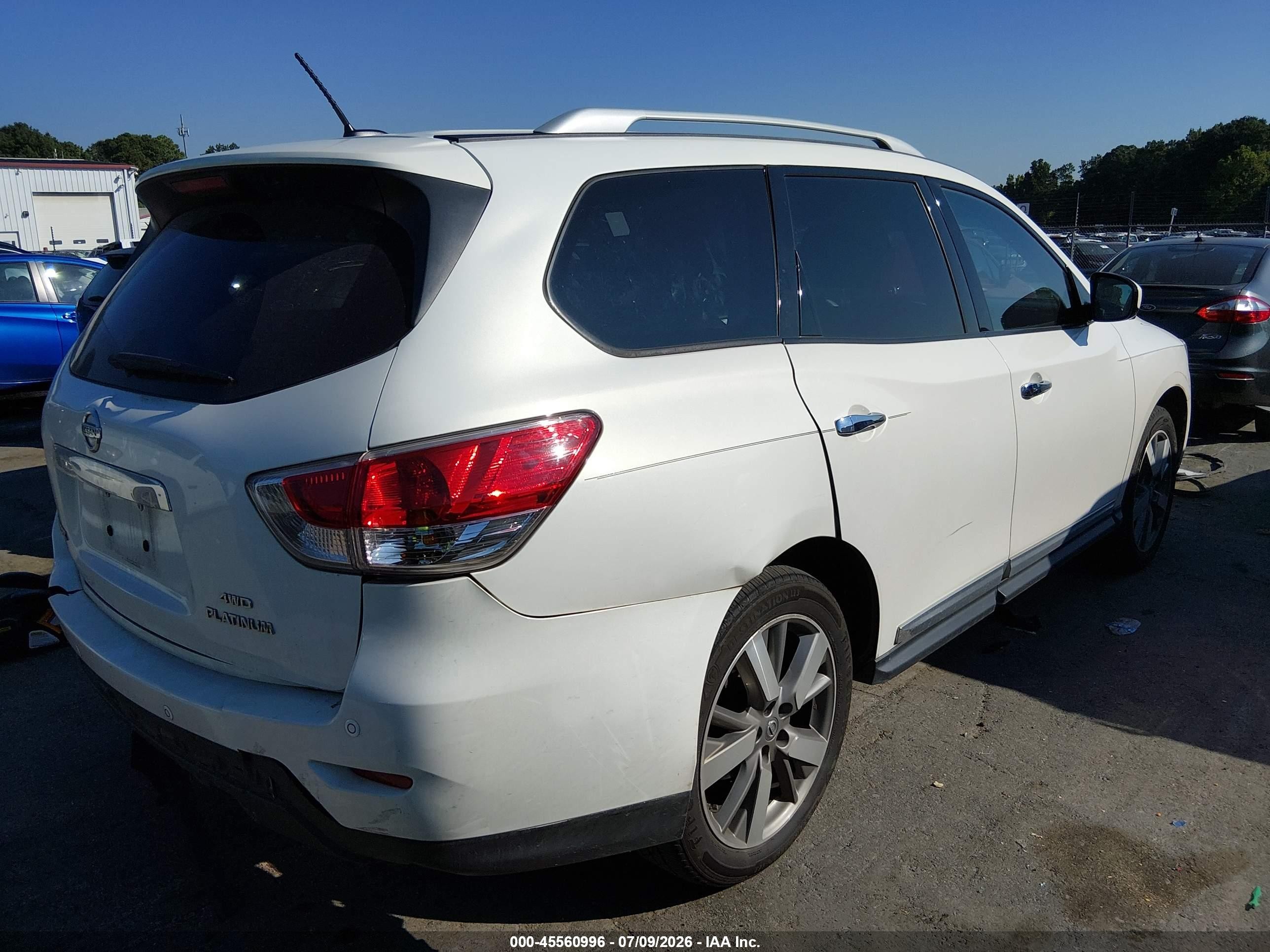 2014 Nissan Pathfinder Platinum White vin: 5N1AR2MM4EC633900