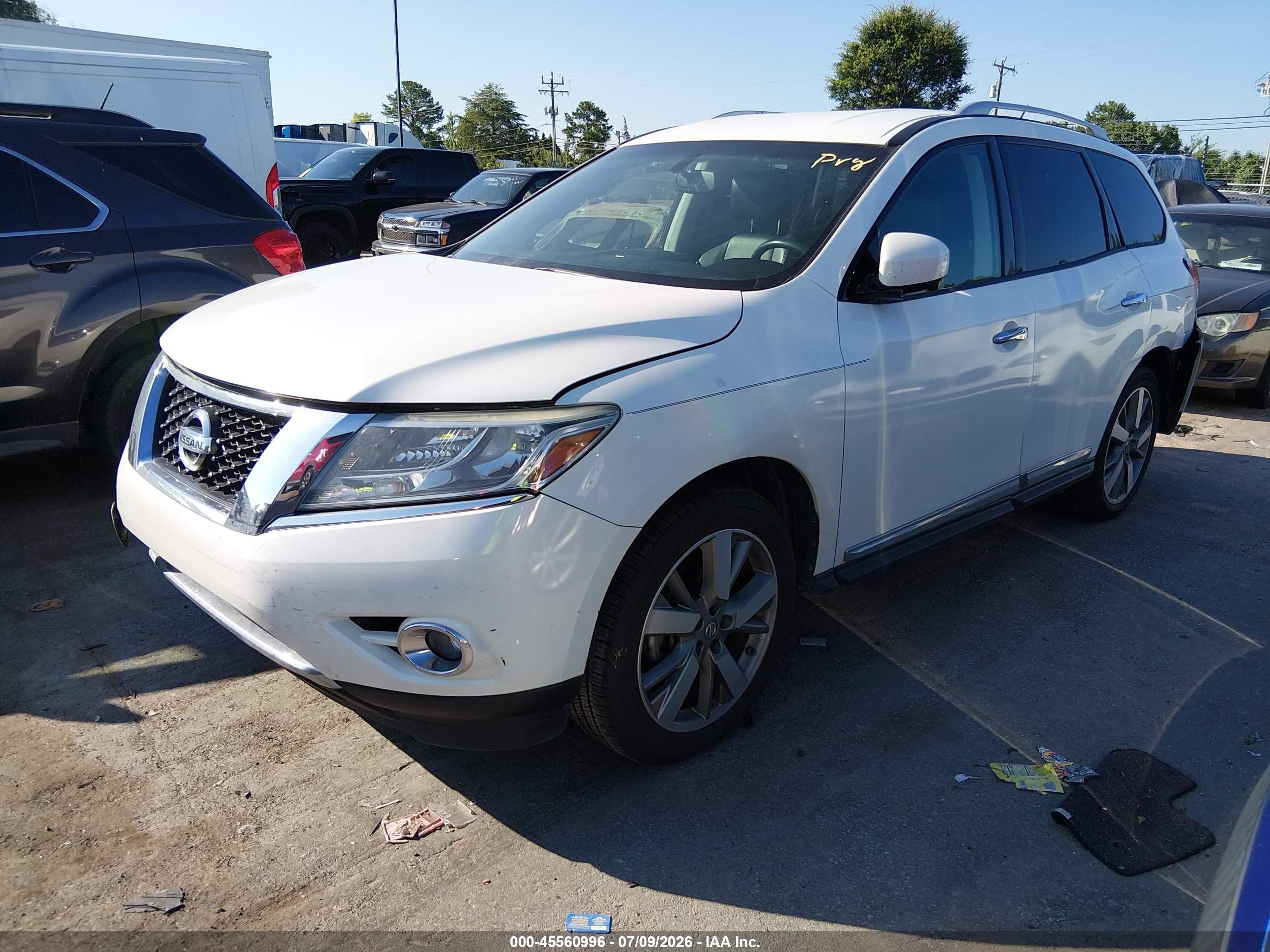 2014 Nissan Pathfinder Platinum White vin: 5N1AR2MM4EC633900