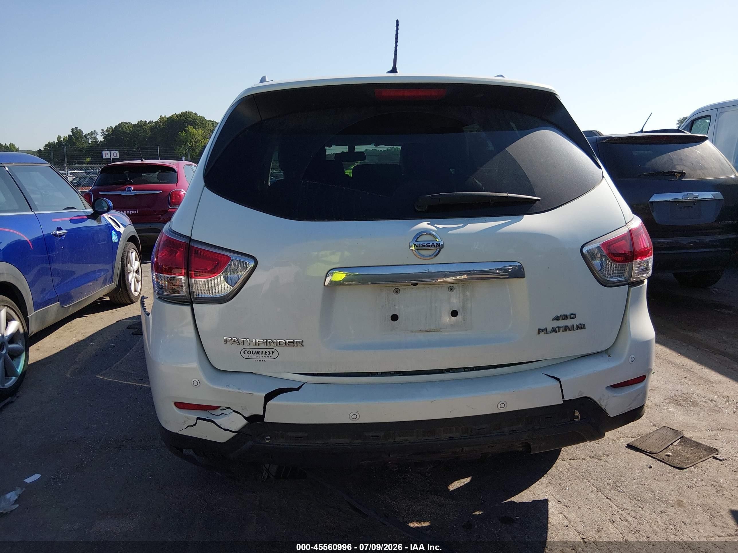 2014 Nissan Pathfinder Platinum White vin: 5N1AR2MM4EC633900