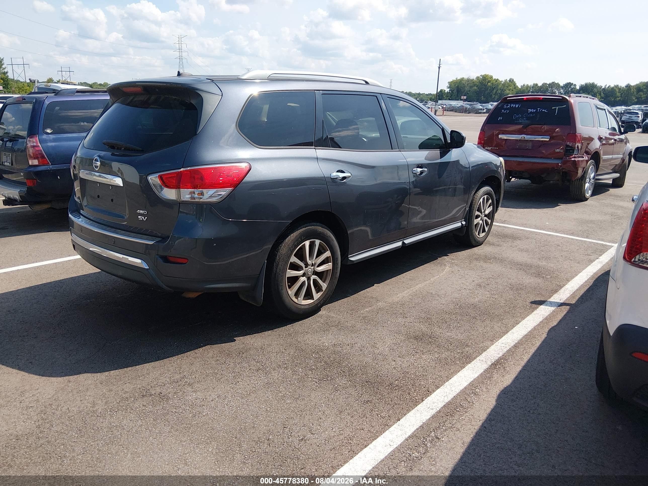 2014 Nissan Pathfinder Sv Blue vin: 5N1AR2MM4EC695524