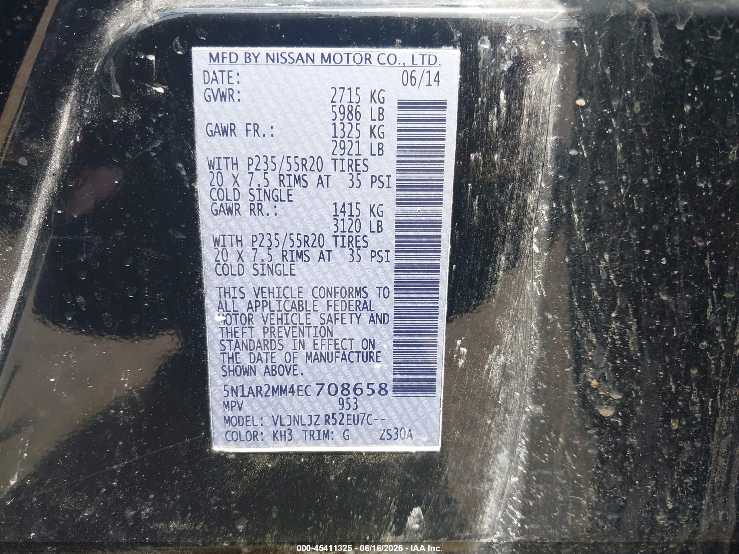 2014 Nissan Pathfinder Platinum Black vin: 5N1AR2MM4EC708658