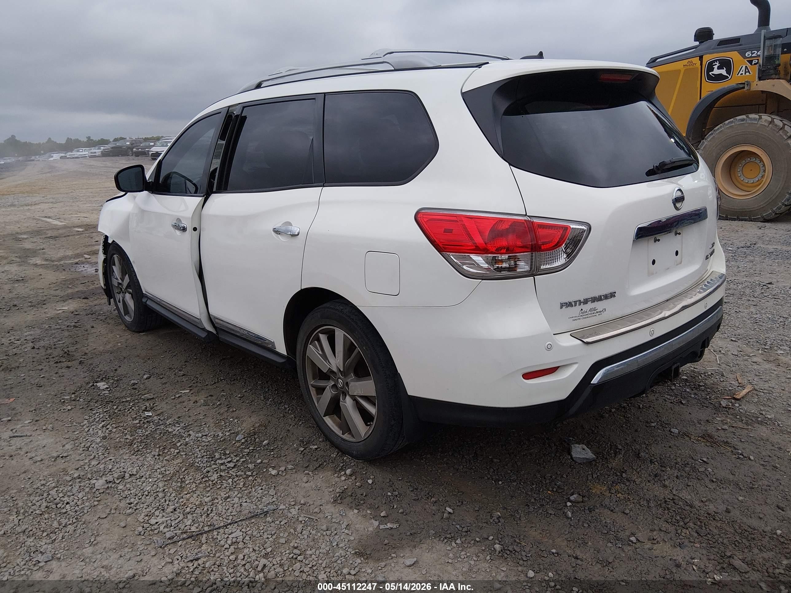 2014 Nissan Pathfinder Platinum White vin: 5N1AR2MM4EC721670