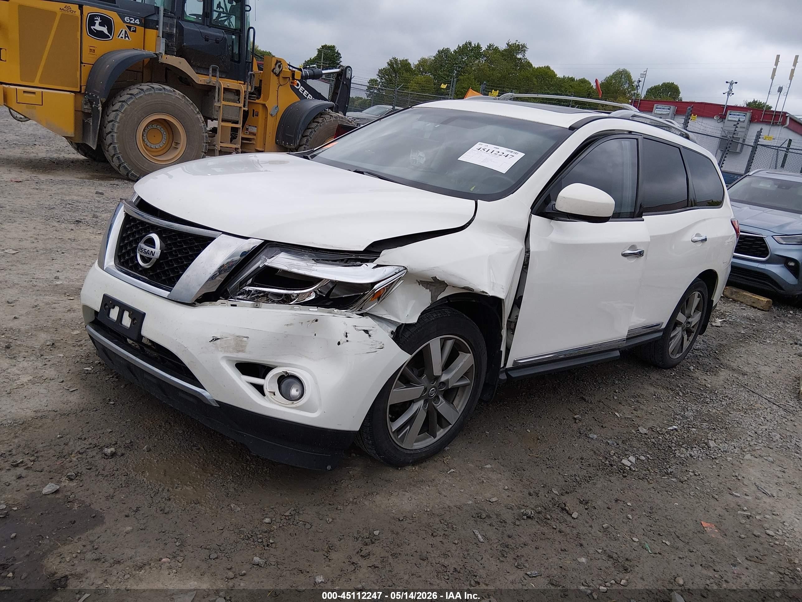 2014 Nissan Pathfinder Platinum White vin: 5N1AR2MM4EC721670