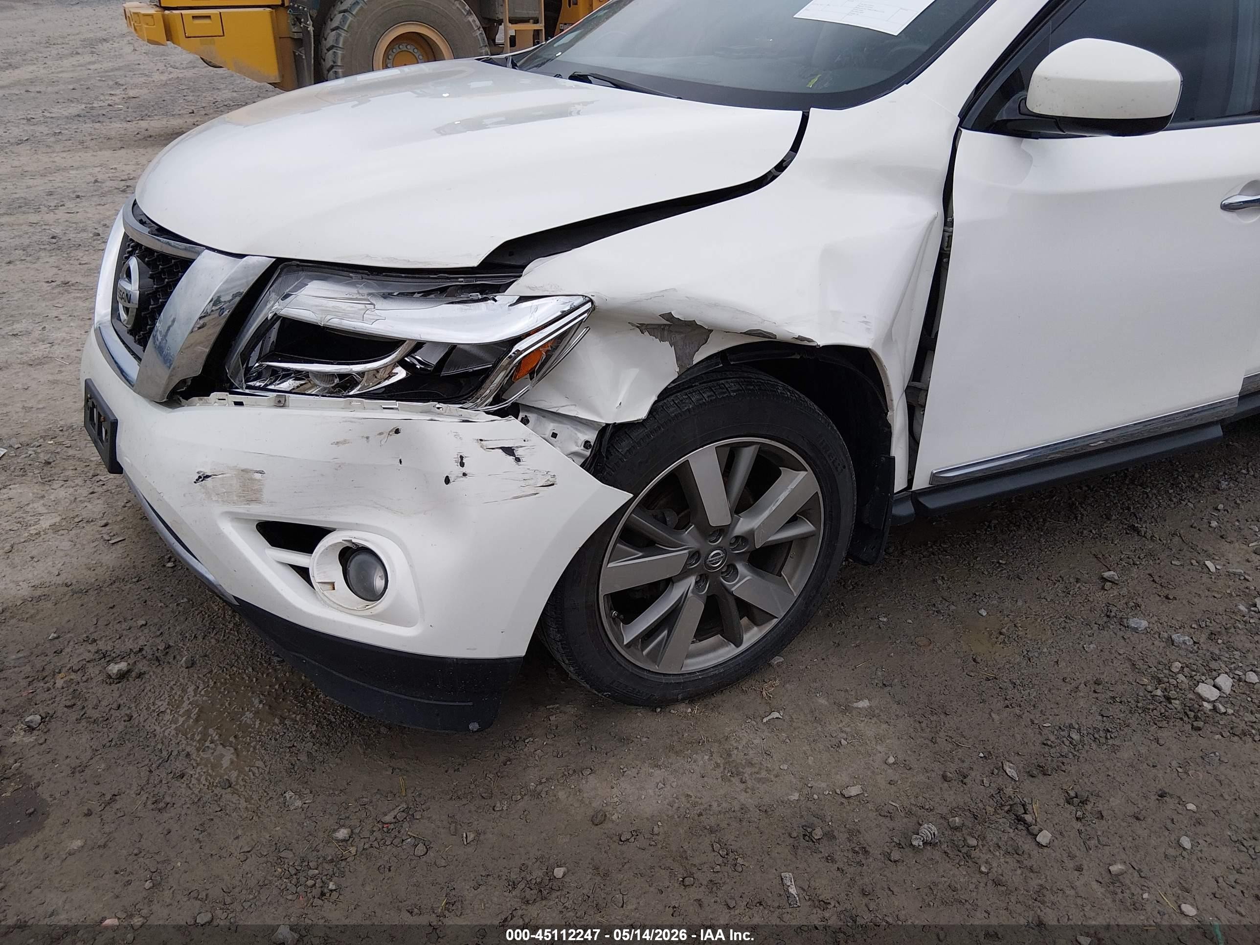 2014 Nissan Pathfinder Platinum White vin: 5N1AR2MM4EC721670