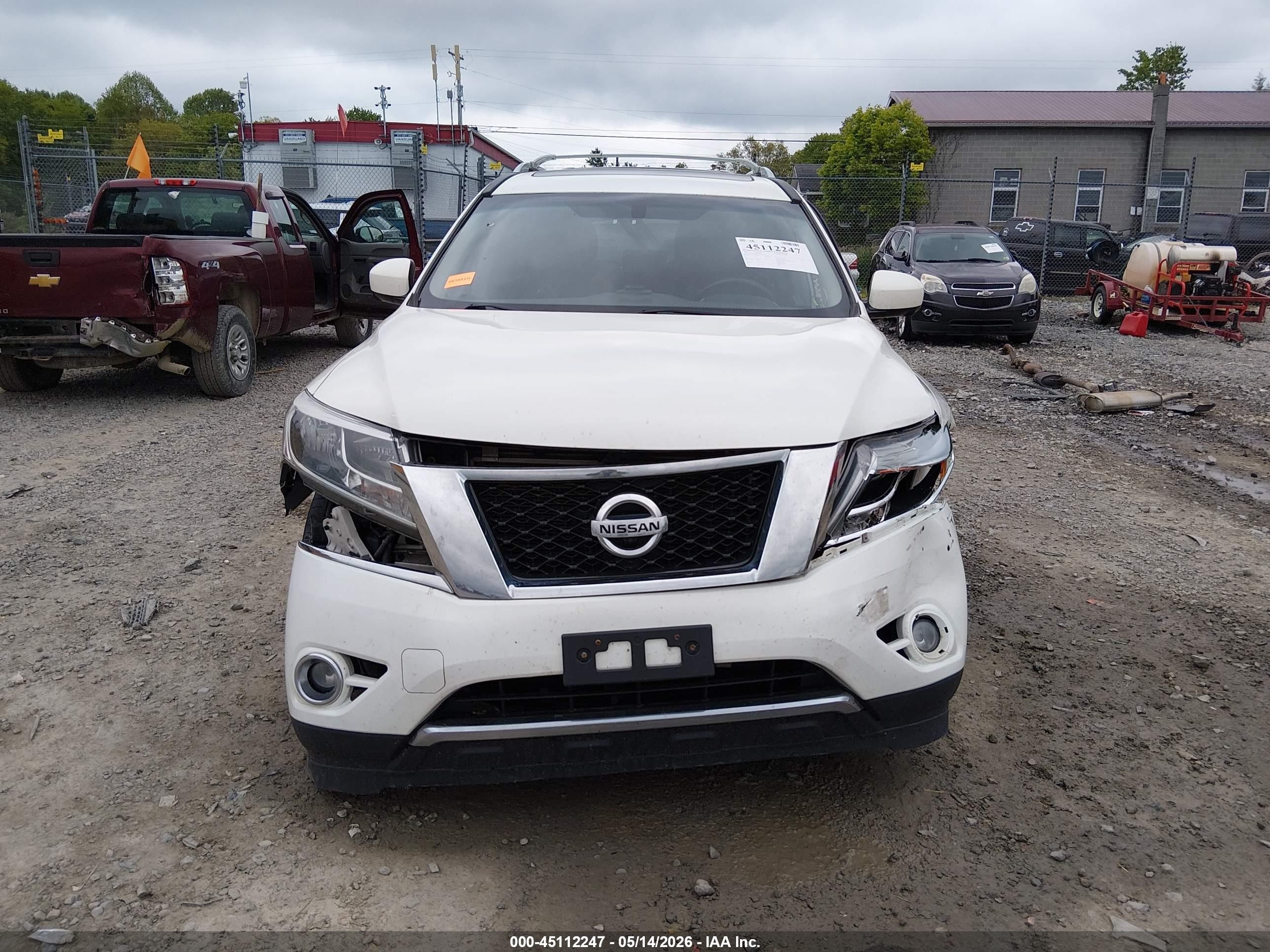 2014 Nissan Pathfinder Platinum White vin: 5N1AR2MM4EC721670