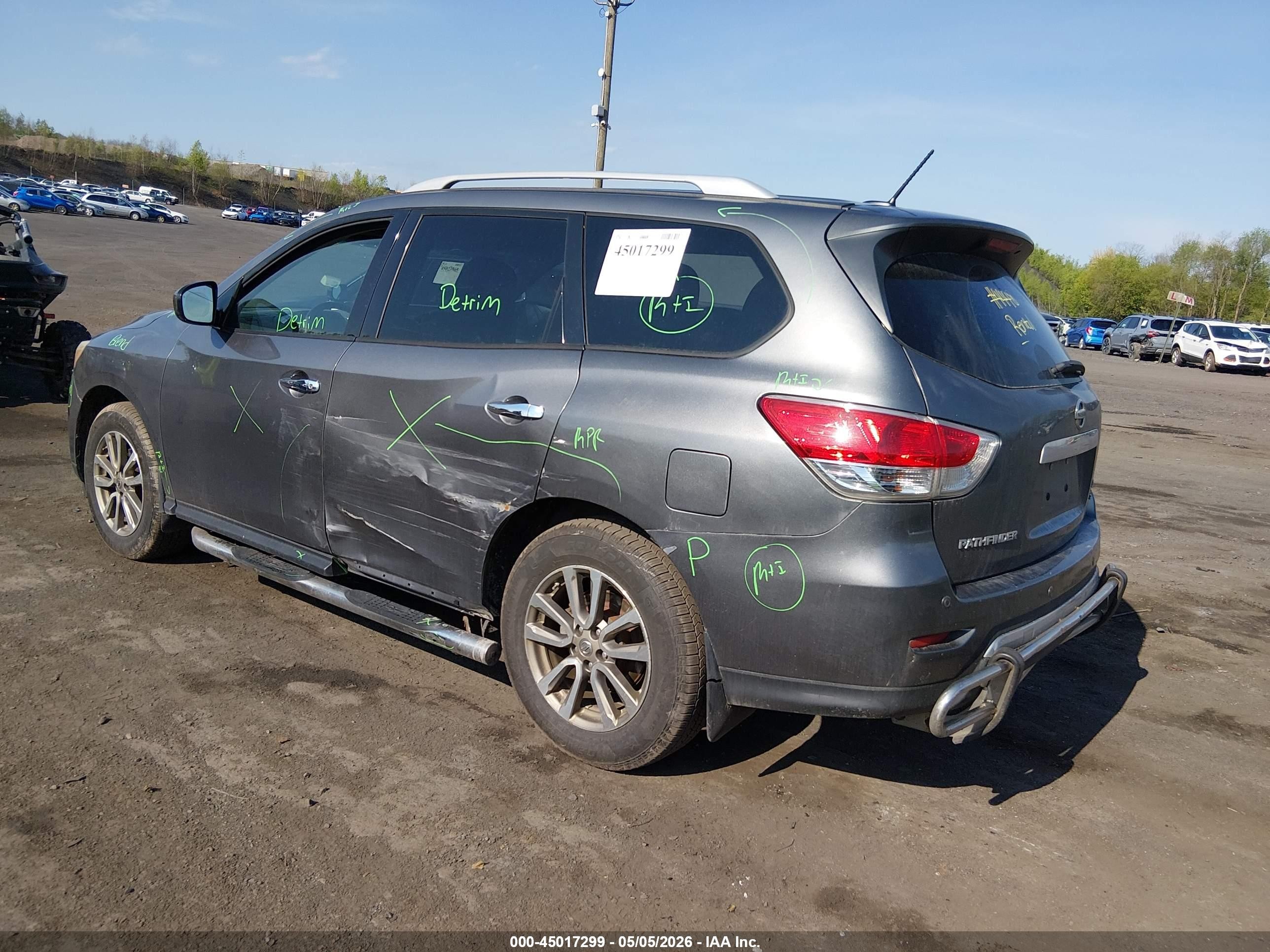 2015 Nissan Pathfinder Sv Gray vin: 5N1AR2MM4FC673198