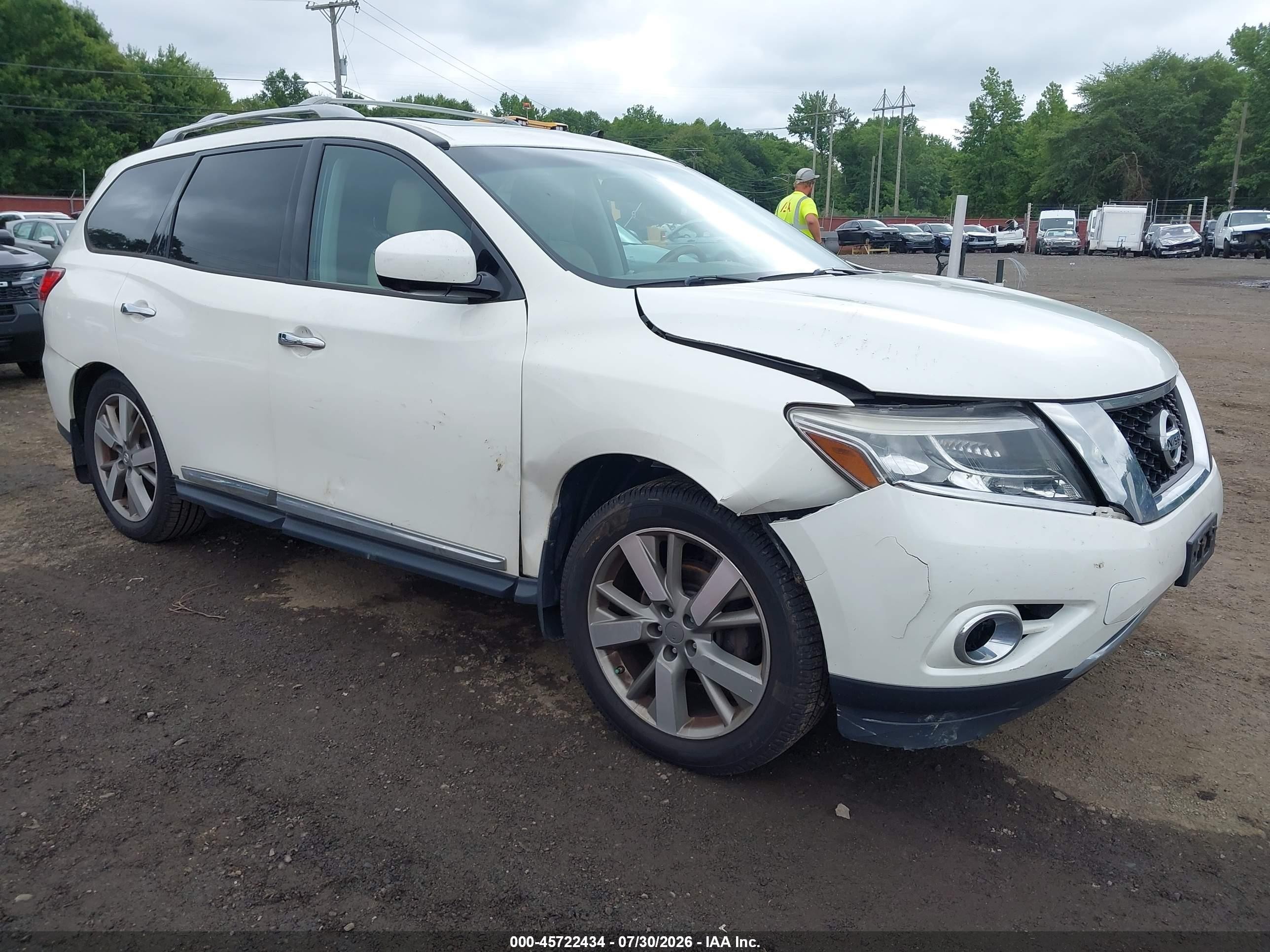 2015 Nissan Pathfinder Platinum White vin: 5N1AR2MM4FC715966
