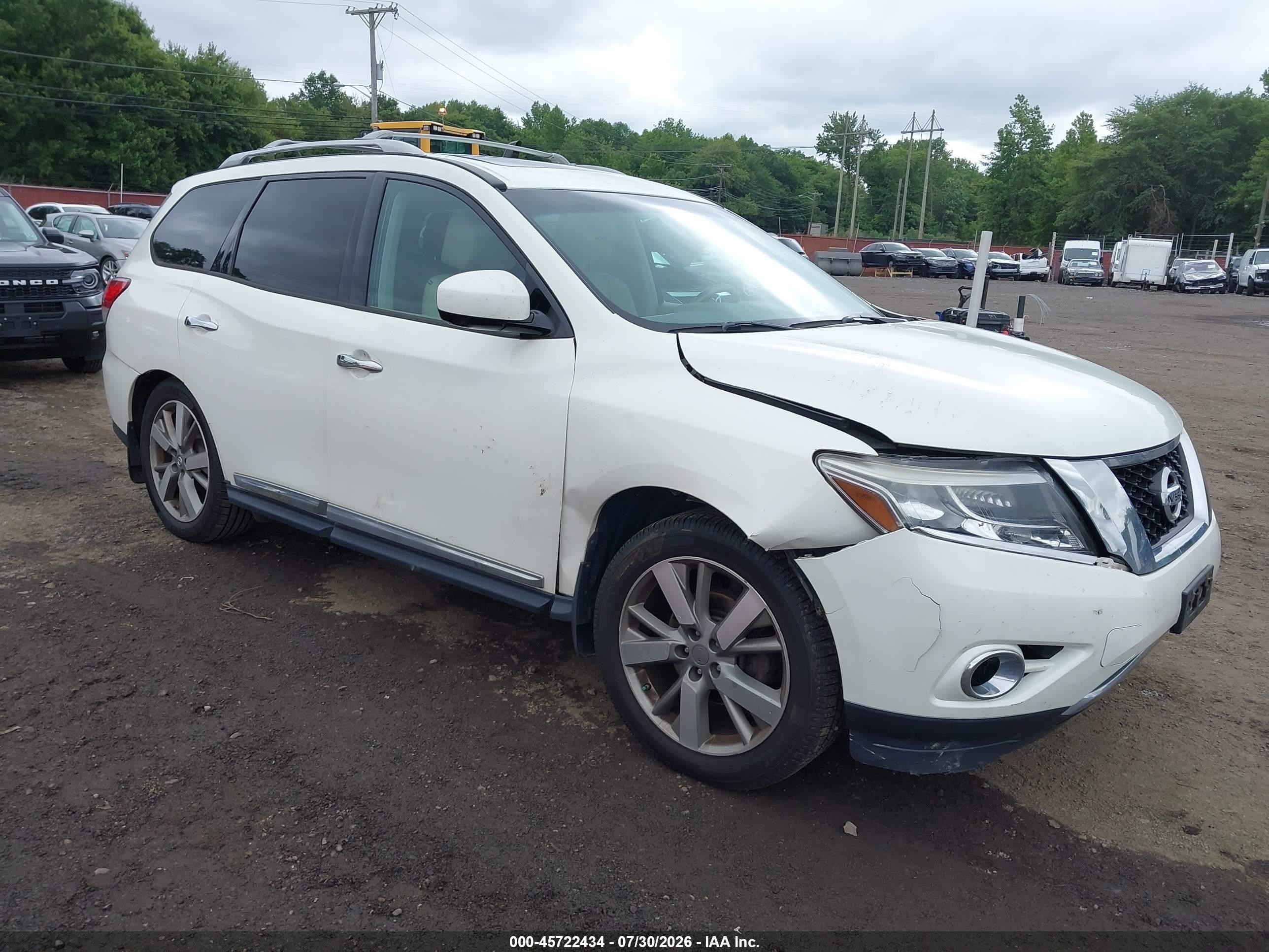 2015 Nissan Pathfinder Platinum White vin: 5N1AR2MM4FC715966