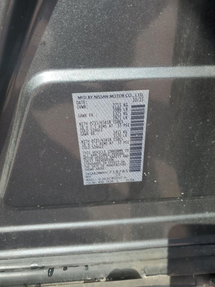 2015 Nissan Pathfinder S Silver vin: 5N1AR2MM4FC718785