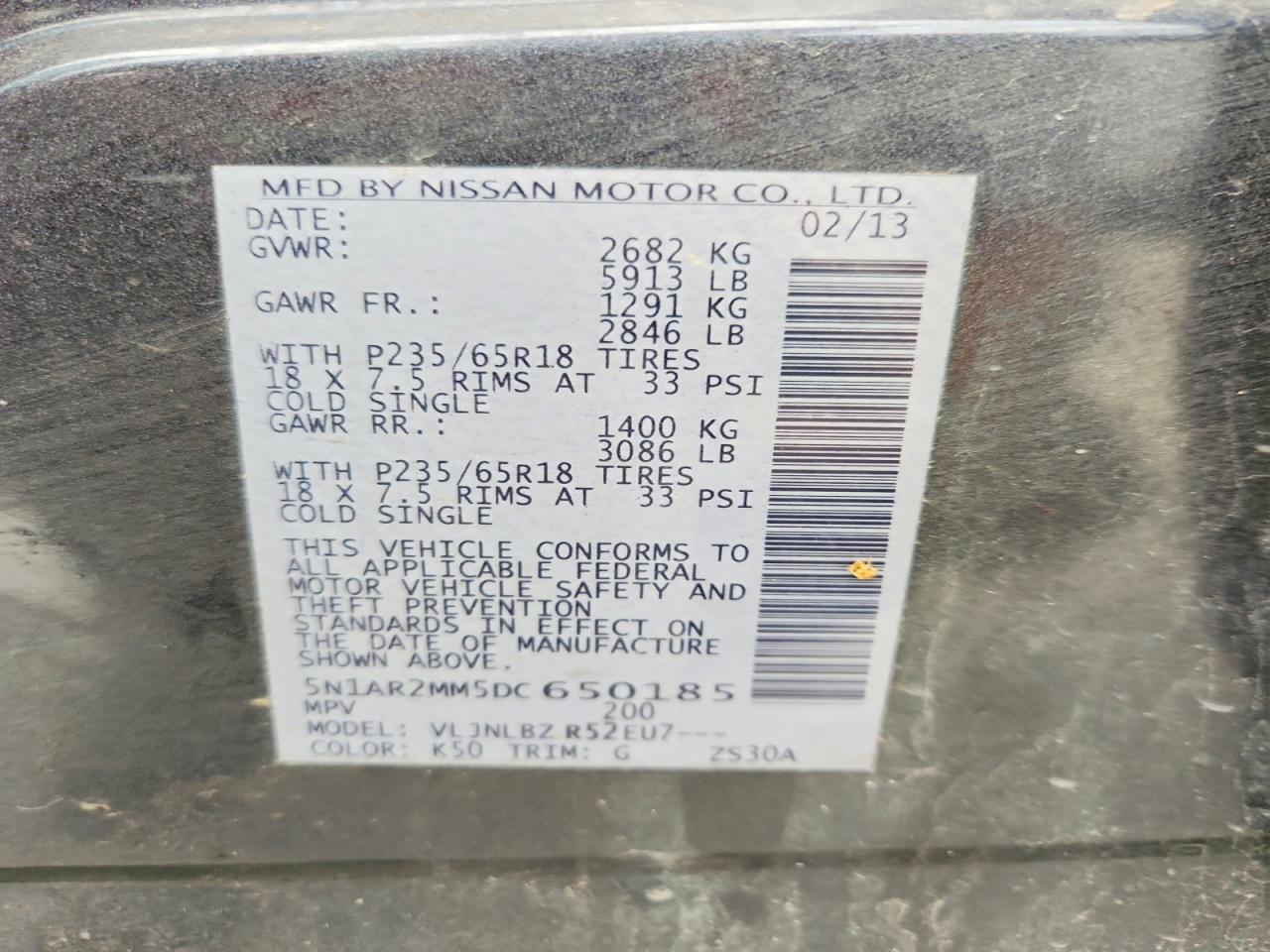 2013 Nissan Pathfinder S Gray vin: 5N1AR2MM5DC650185