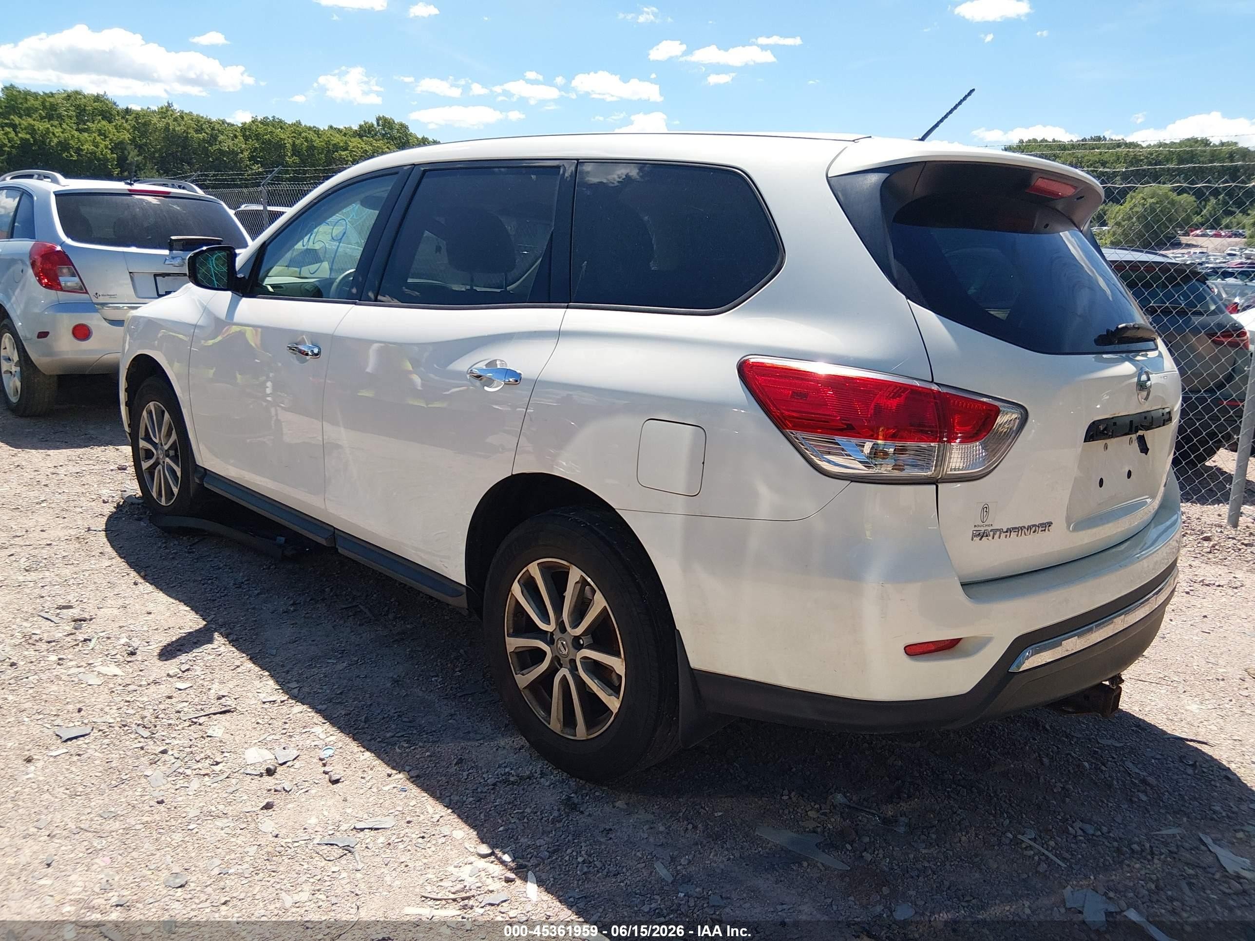 2014 Nissan Pathfinder S White vin: 5N1AR2MM5EC710824