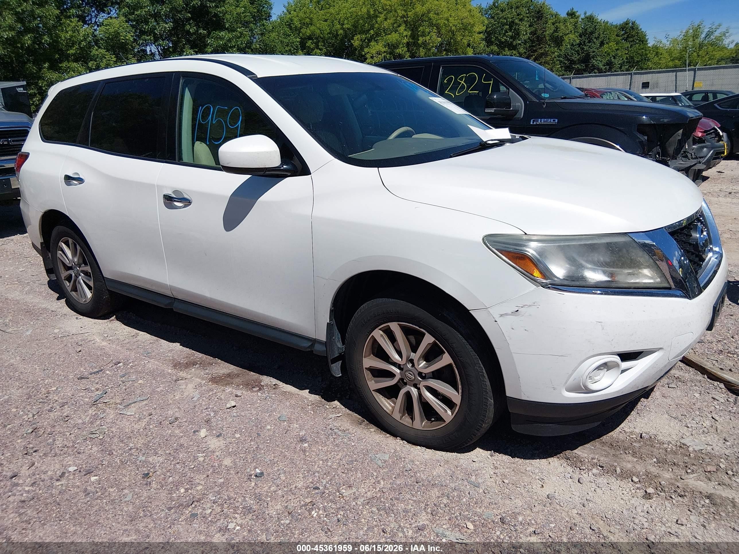 2014 Nissan Pathfinder S White vin: 5N1AR2MM5EC710824